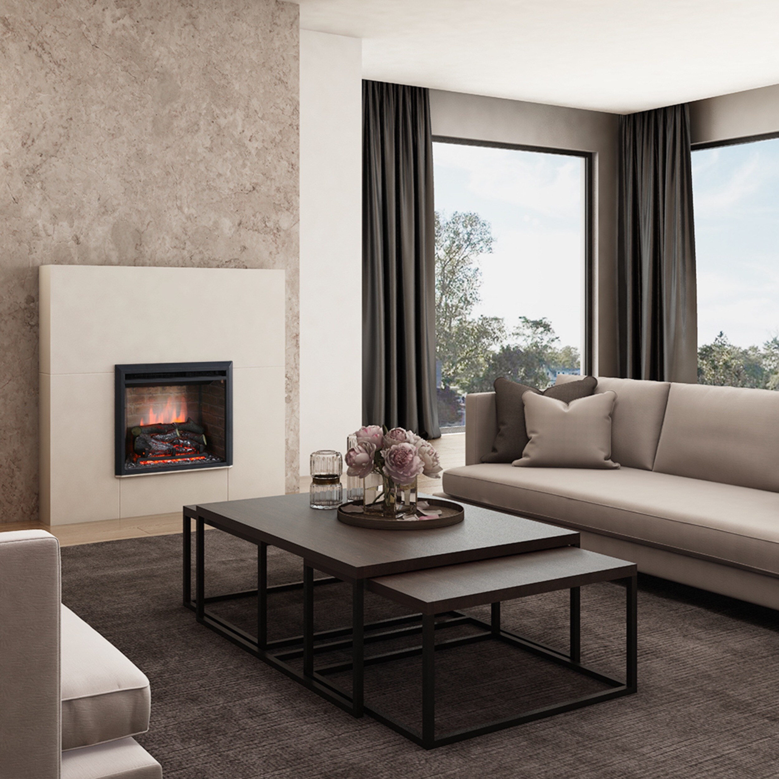 BALDERIA Elektrokamin Calida 23 - Einbau mit Heizung 2000 W, 3D-Flamme - Bild 1