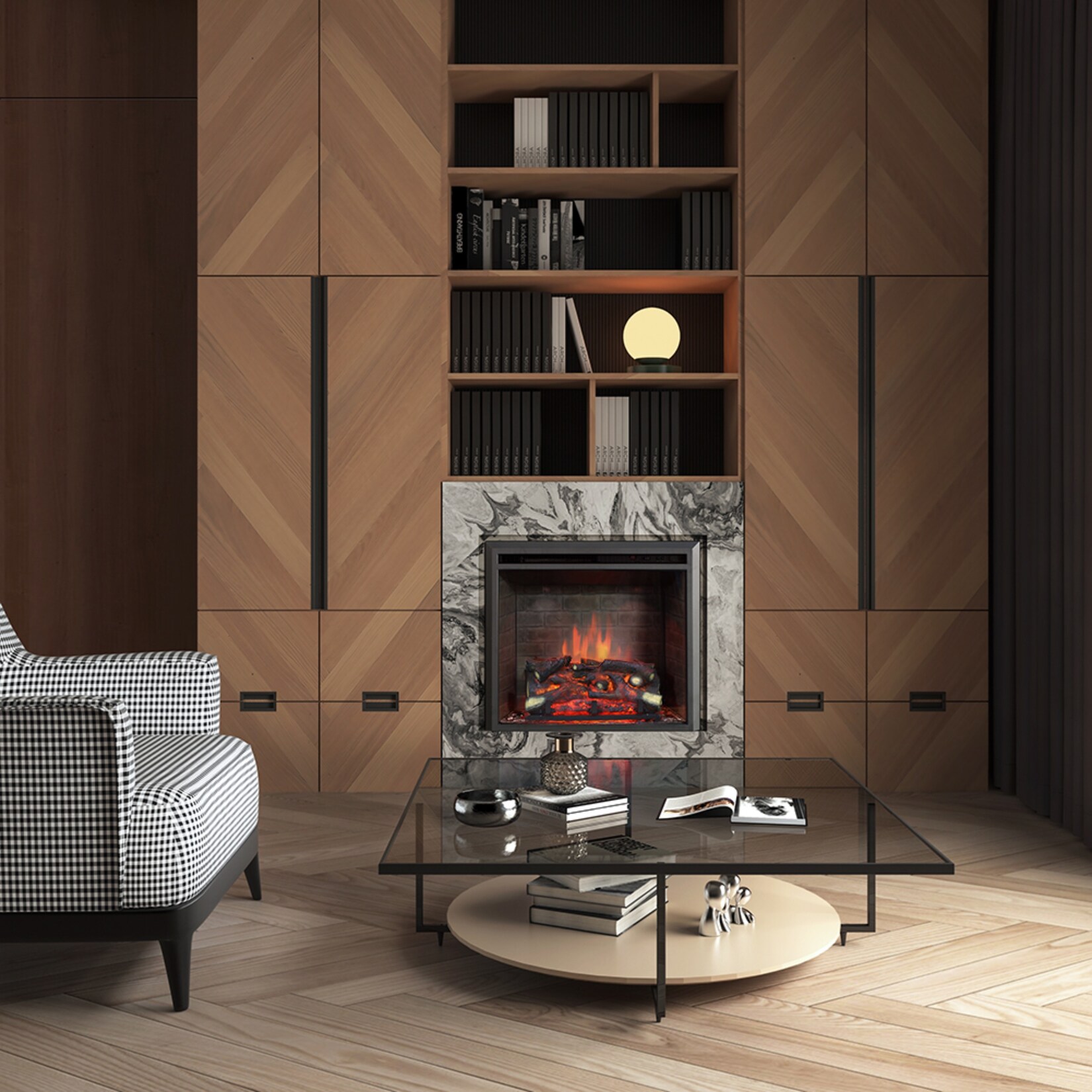 BALDERIA Elektrokamin Calida 26 – Einbau mit Heizung 2000 W, 3D-Flamme | 04260672441907