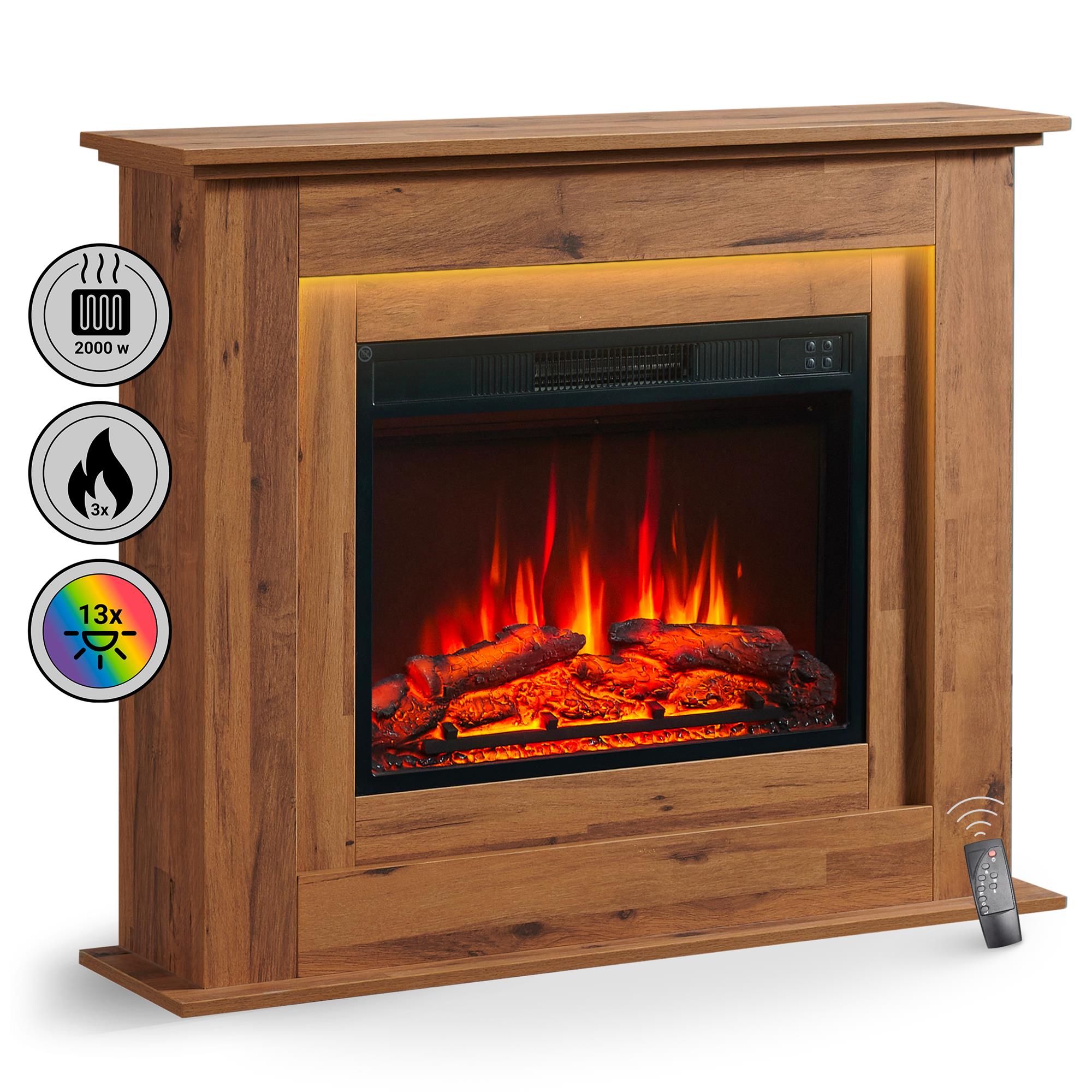 BALDERIA Elektrokamin  Finn - Standkamin, Heizung 2000 W, dunkle Eiche - Bild 1