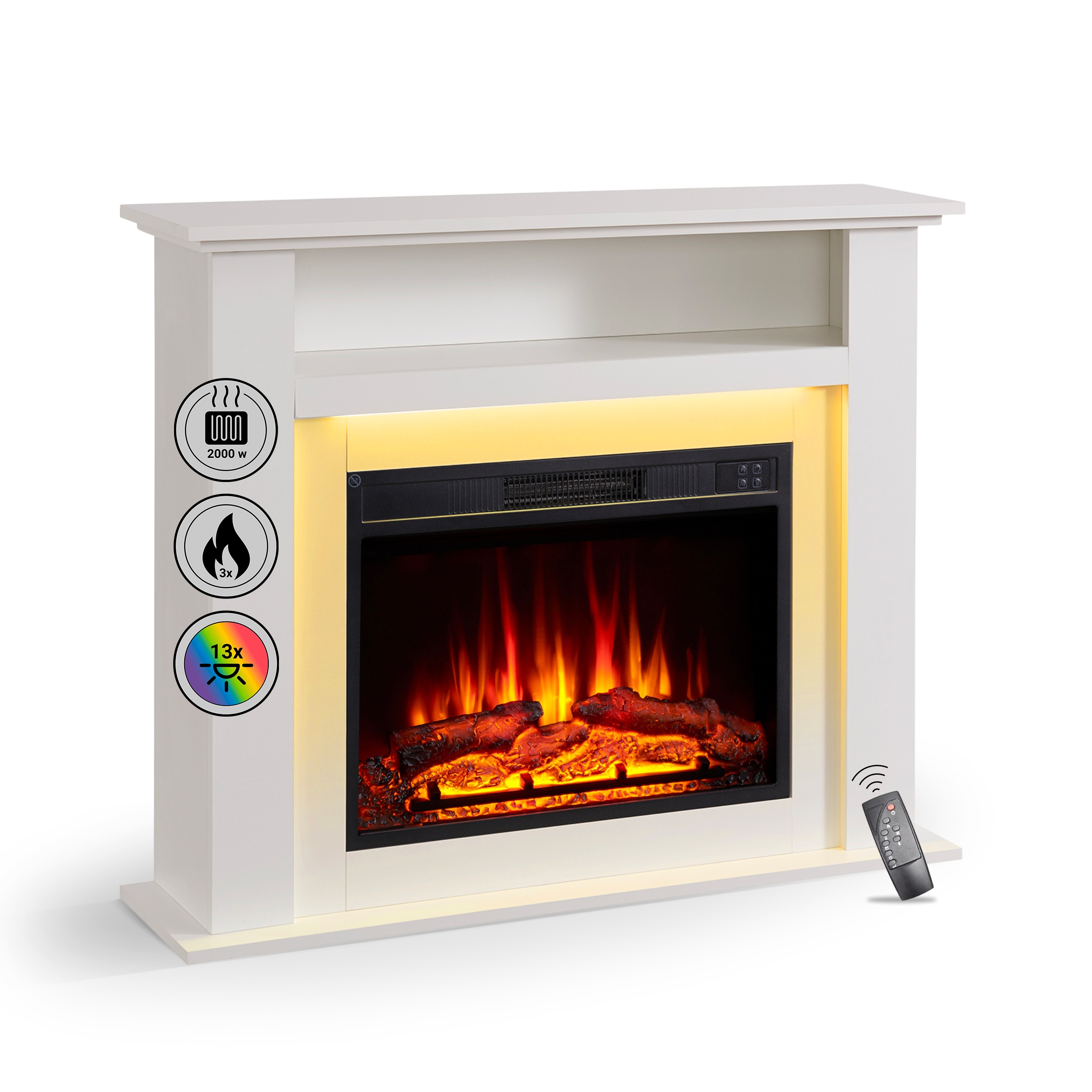 BALDERIA Elektrokamin Liora - Standkamin mit Heizung, wei&szlig; - Bild 1
