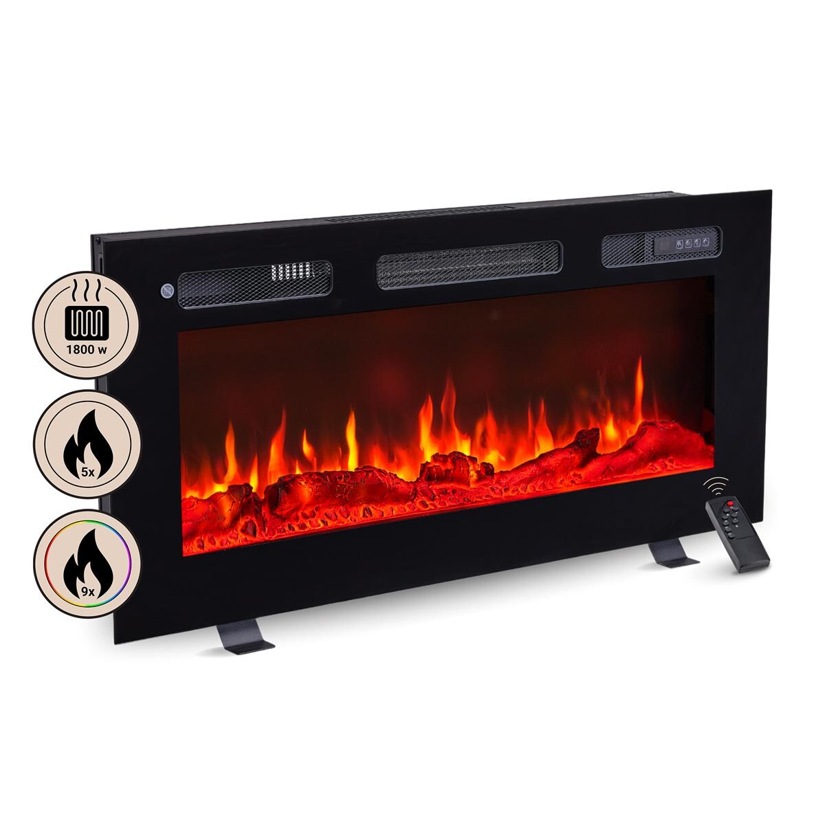 BALDERIA Elektrokamin  Leif 36 – Stand, Wand, Einbau, Heizung 1800 W | 04262354949497