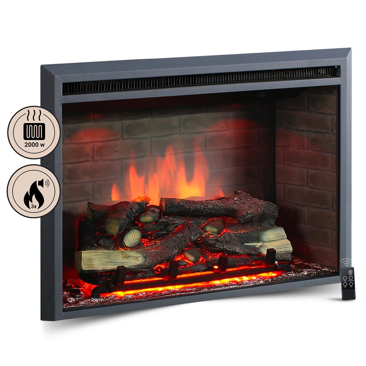 BALDERIA Elektrokamin Calida 30 – Einbau mit Heizung 2000 W, 3D-Flamme | 04260376089764