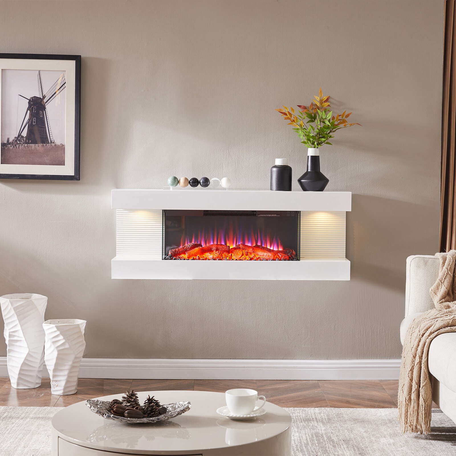 BALDERIA Elektrokamin  Lumina – Wandkamin mit Heizung 1800 W, weiss | 04262400757618