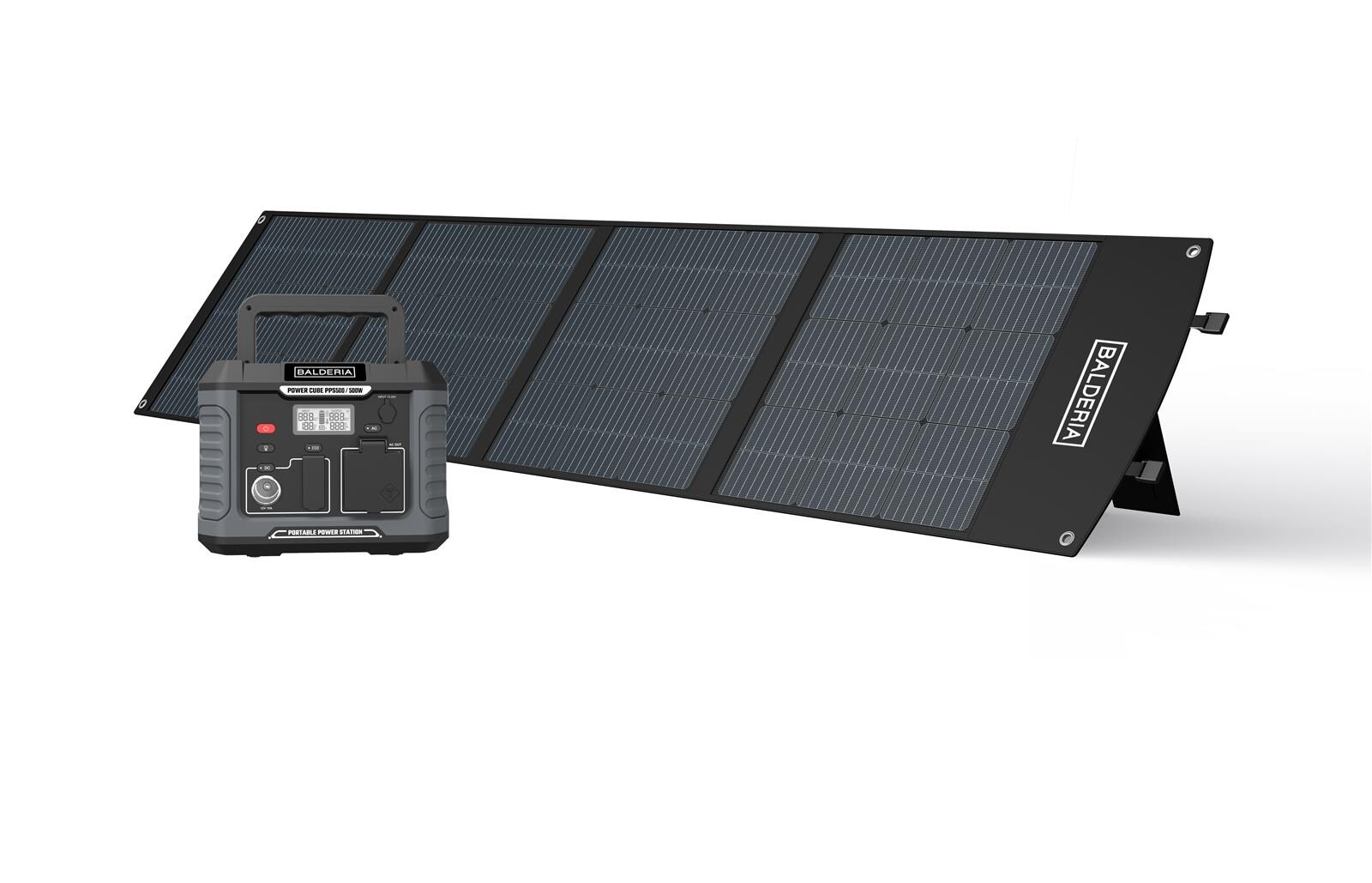 BALDERIA  Power Set – Powerstation 500W mit faltbarem Solarpanel 200W | 04262354946892