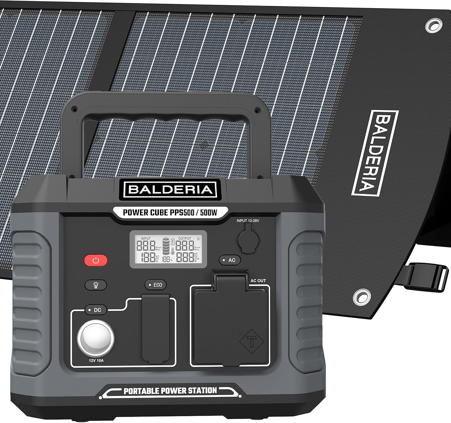 BALDERIA  Power Set - Powerstation 500W mit faltbarem Solarpanel 60W - Bild 1