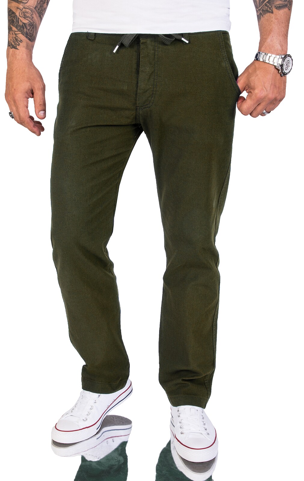 Rock Creek Stoffhose Leinen Hose Regular Fit