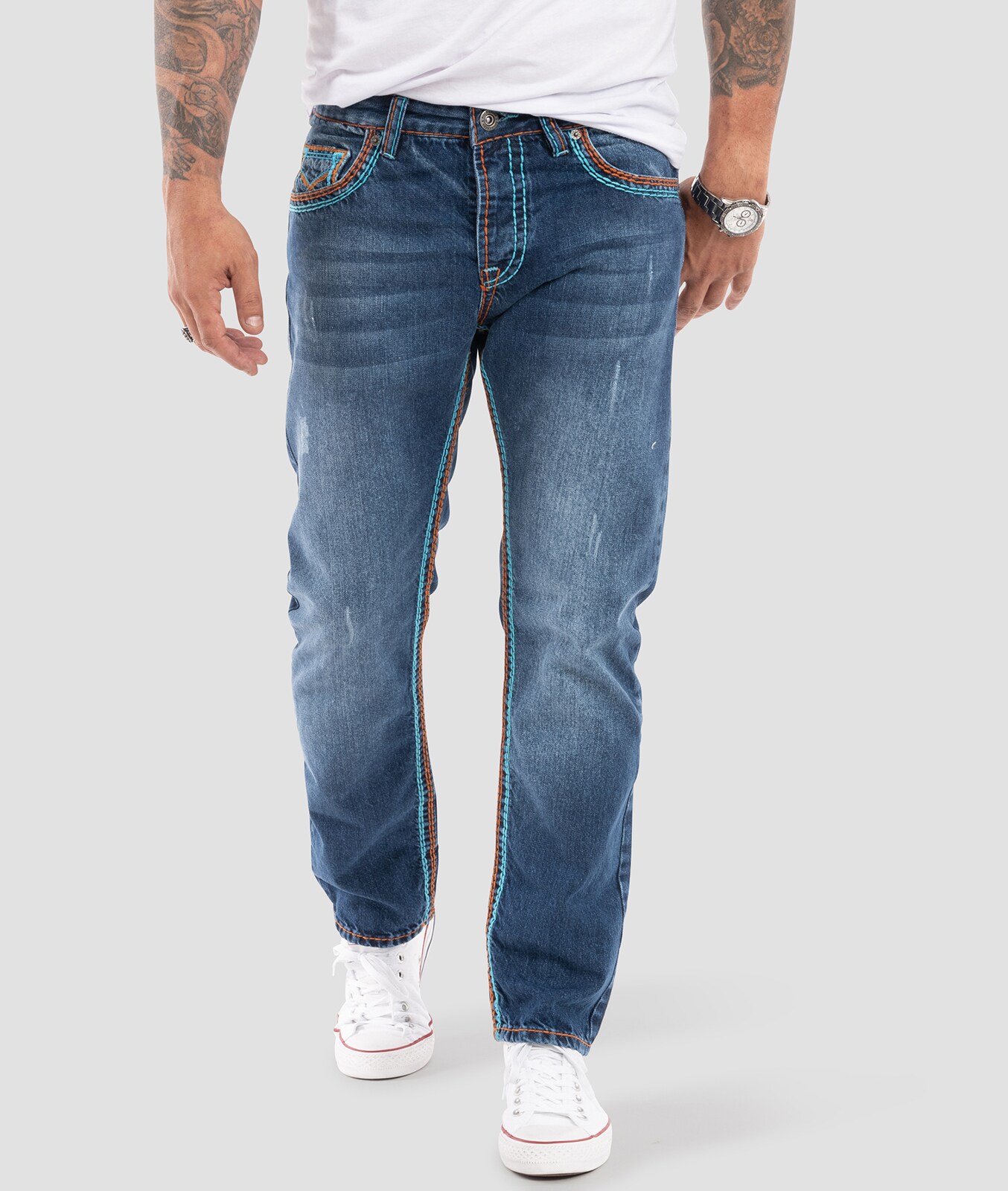 Rock Creek Jeans Comfort Fit dicke N&auml;hte Loose Fit - Bild 1
