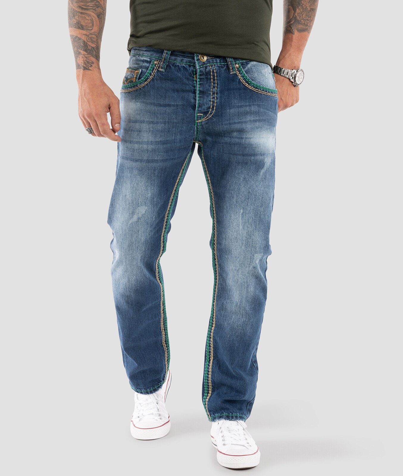 Rock Creek Jeans Comfort Fit dicke Nähte Loose Fit