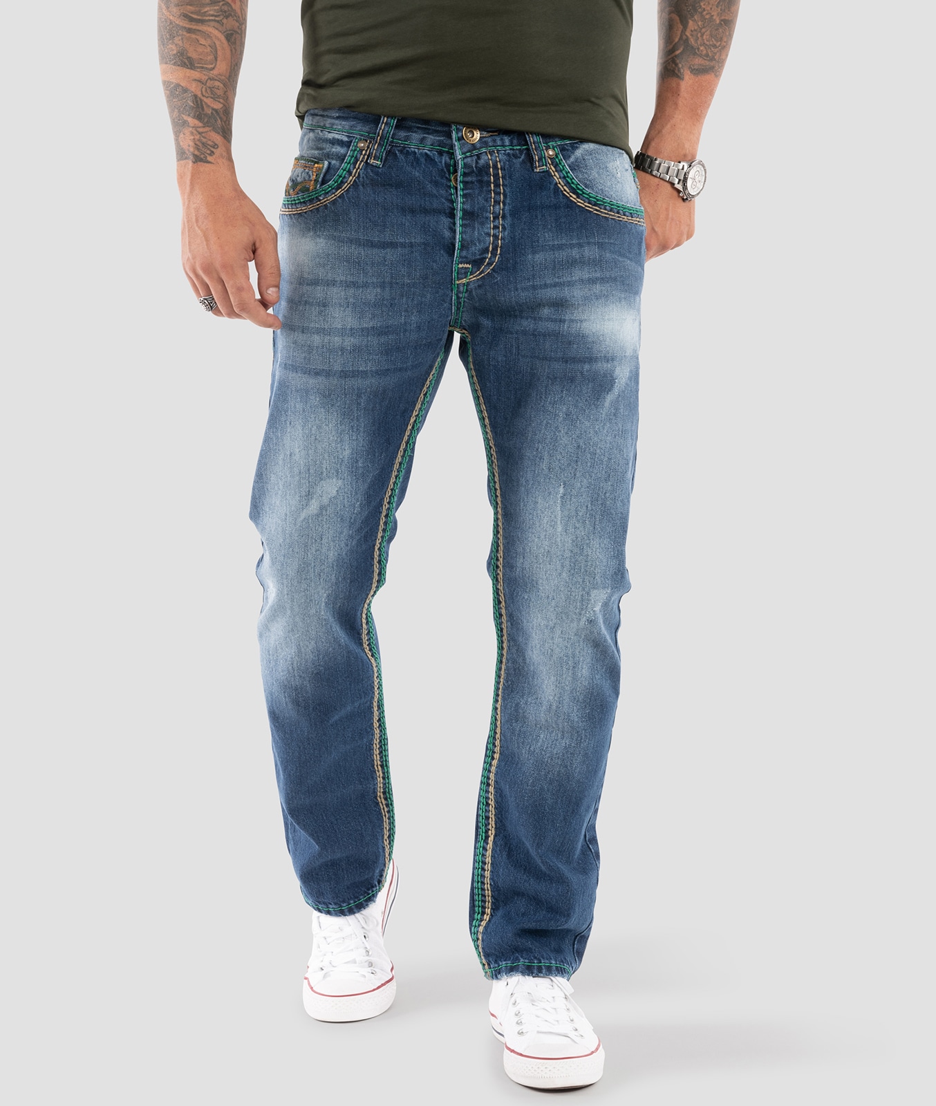 Rock Creek Jeans Comfort Fit dicke N&auml;hte Loose Fit - Bild 1