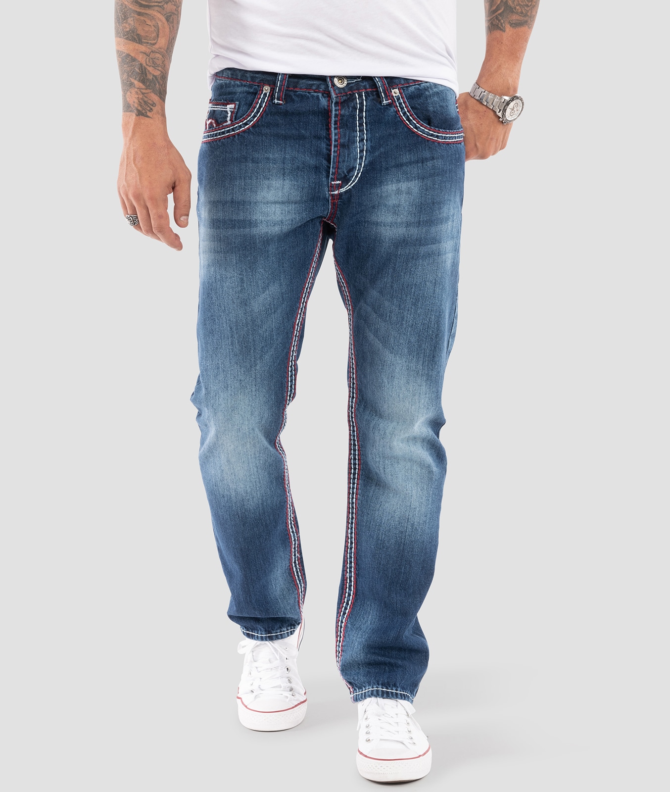 Rock Creek Jeans Comfort Fit dicke N&auml;hte Loose Fit - Bild 1
