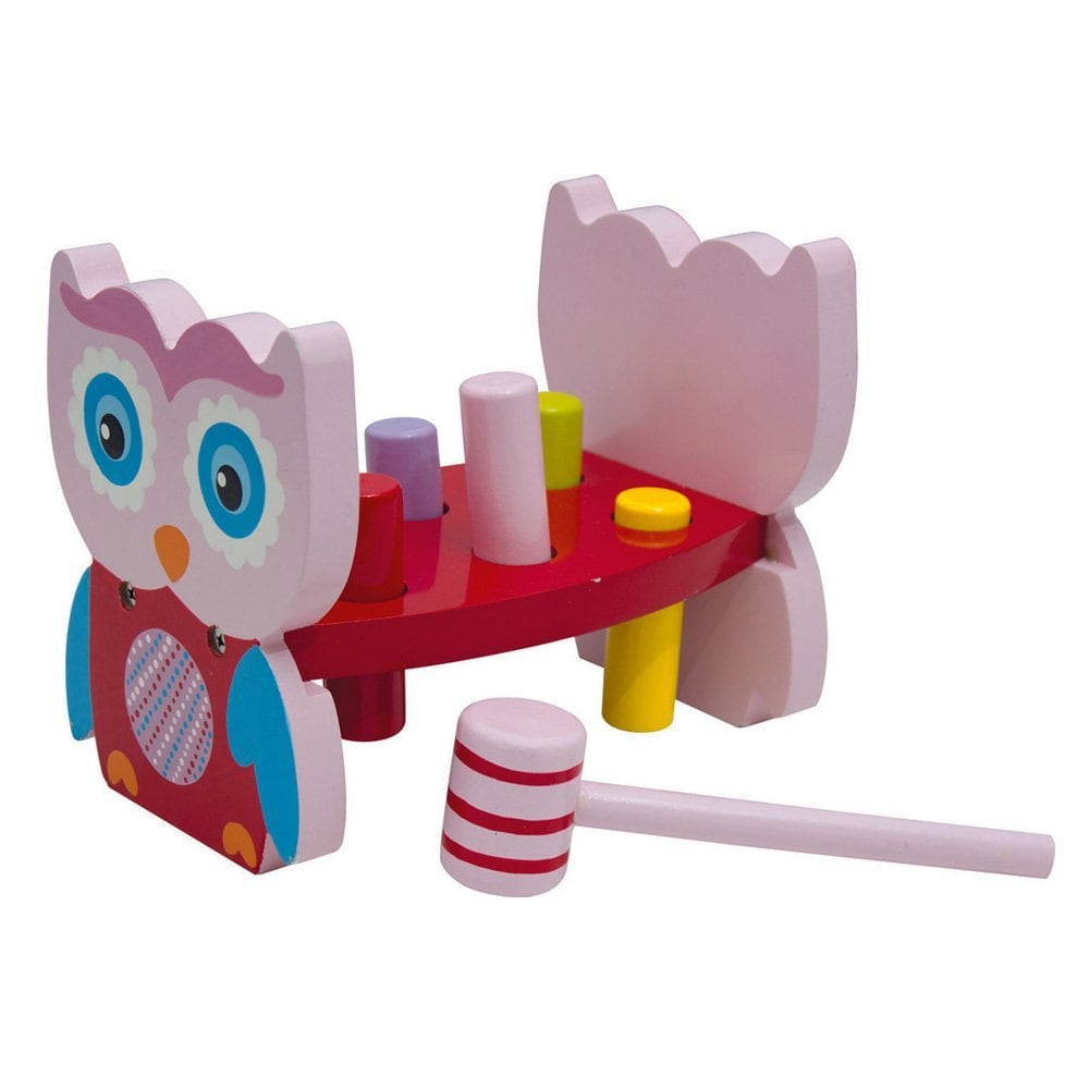 Holzspielzeug Eulen Klopfbank Holzhammer Steckbank - Bild 1