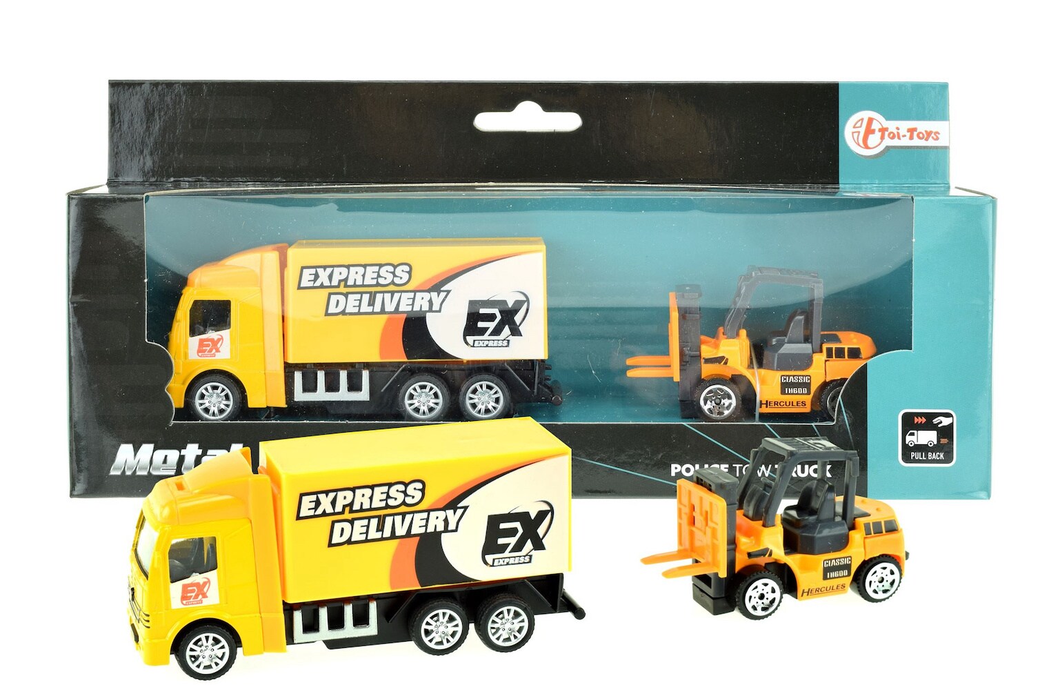 LKW mit Gabelstapler Transporter Laster Stappler Fahrzeug Kinder - Bild 1