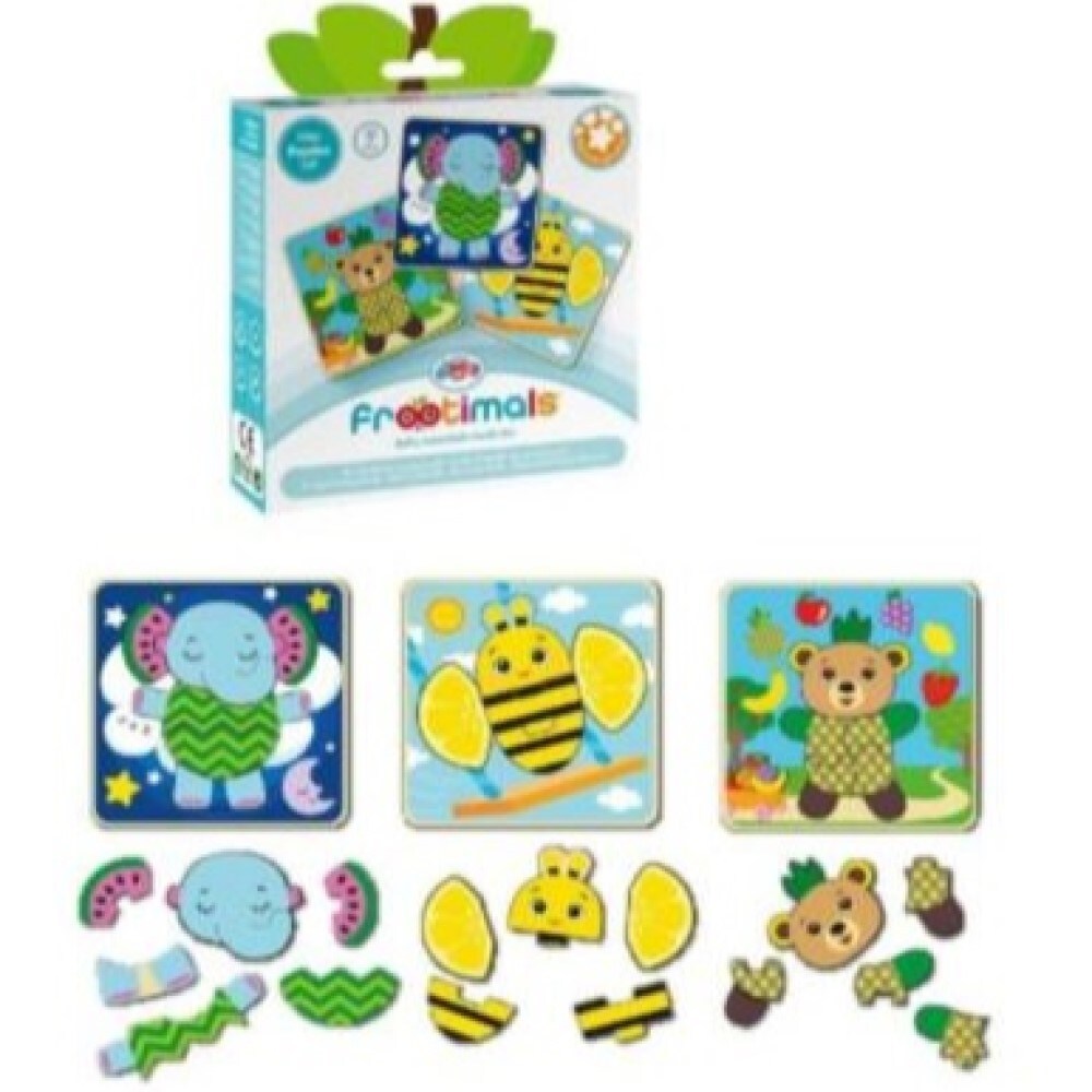 Holzpuzzle mit drei Motiven B&auml;r Elefant Biene - Bild 1