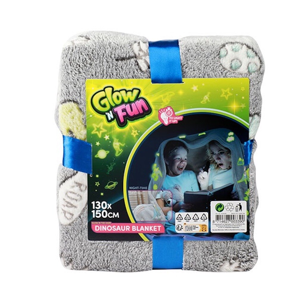 Kinder-Decke Dinosaurier leuchtet im Dunkeln 130 cm x 150 cm - Bild 1