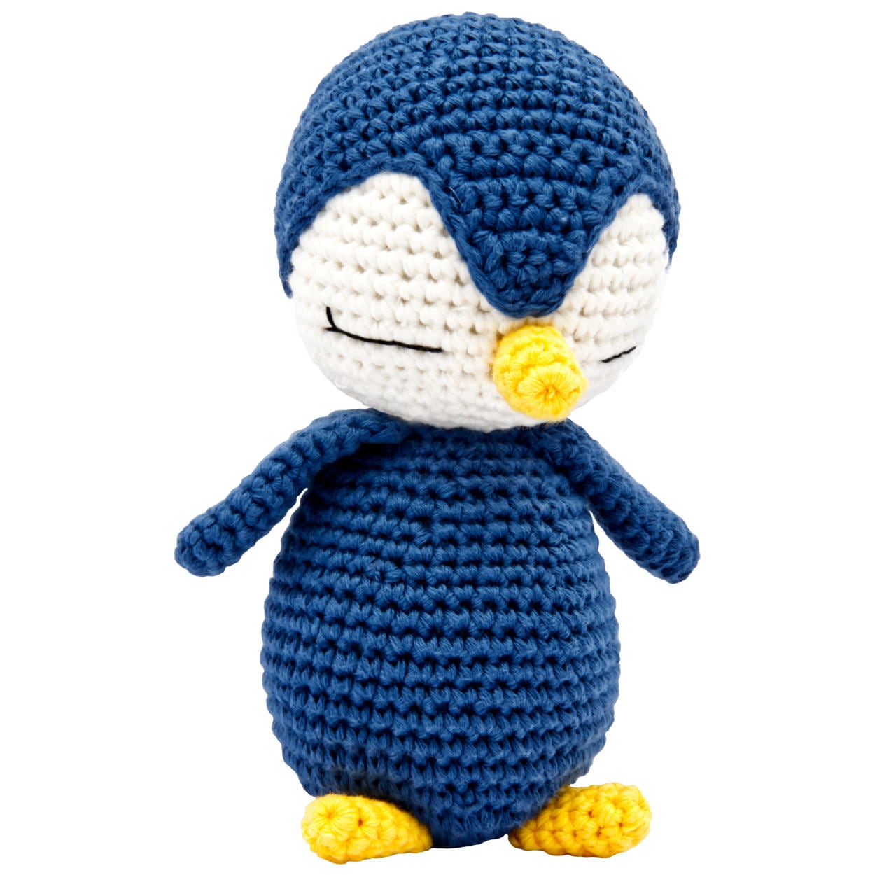 Handgestrickter Pinguin geh&auml;kelt aus Baumwolle Spielzeug 16 cm - Bild 1