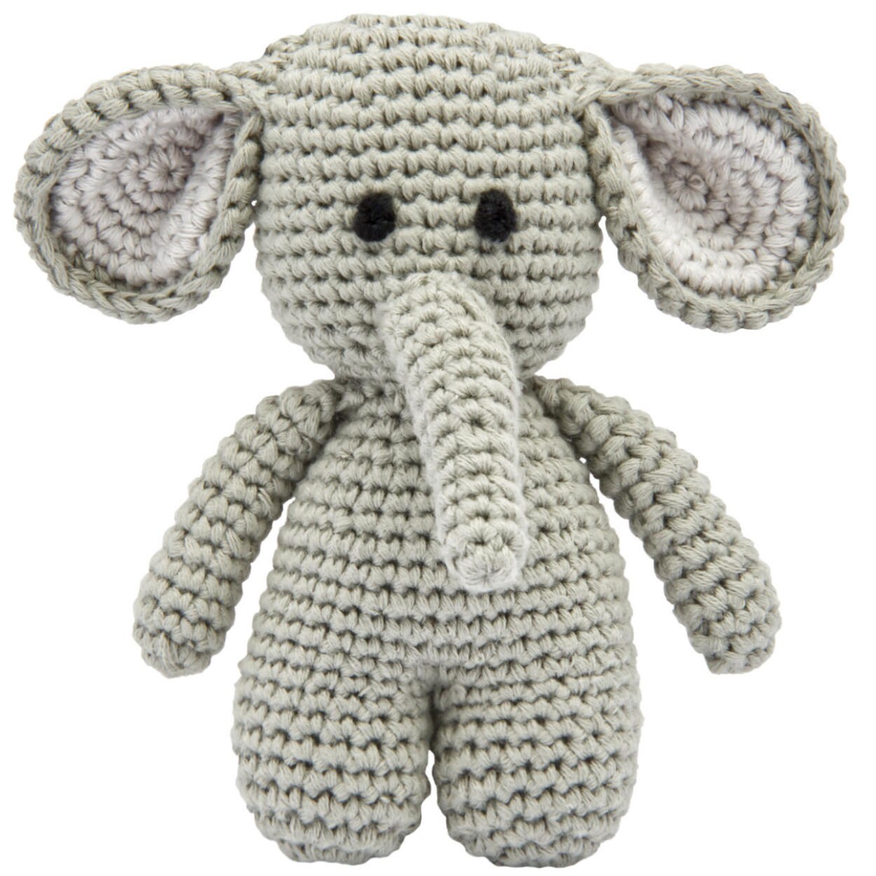 Handgestrickter Elefant geh&auml;kelt aus Baumwolle Spielzeug 15 cm - Bild 1
