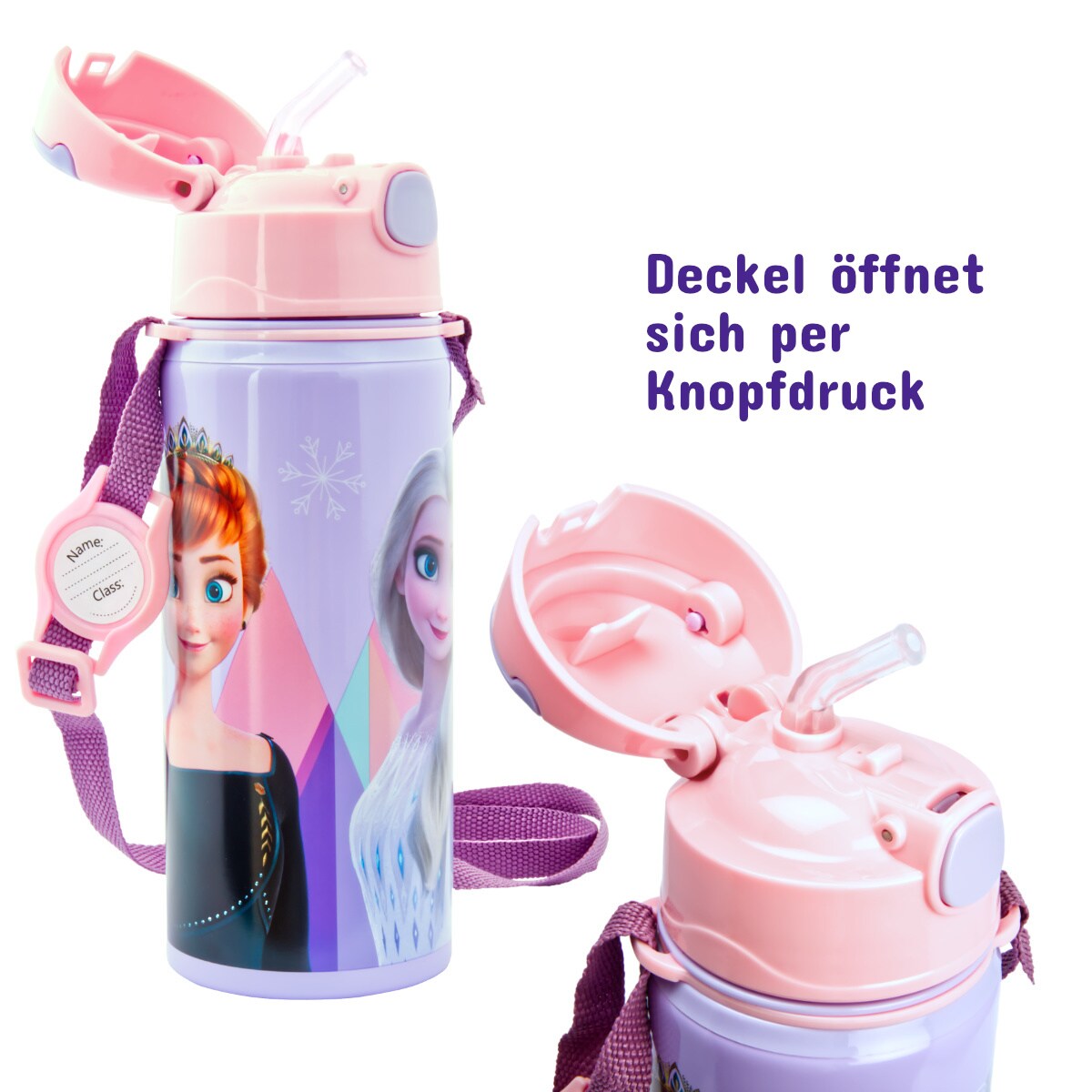 Stor ECOZEN Kinder-Trinkflasche 430 Ml, Tritan, Mit Frozen-Motiv, BPA-frei, Tropffrei