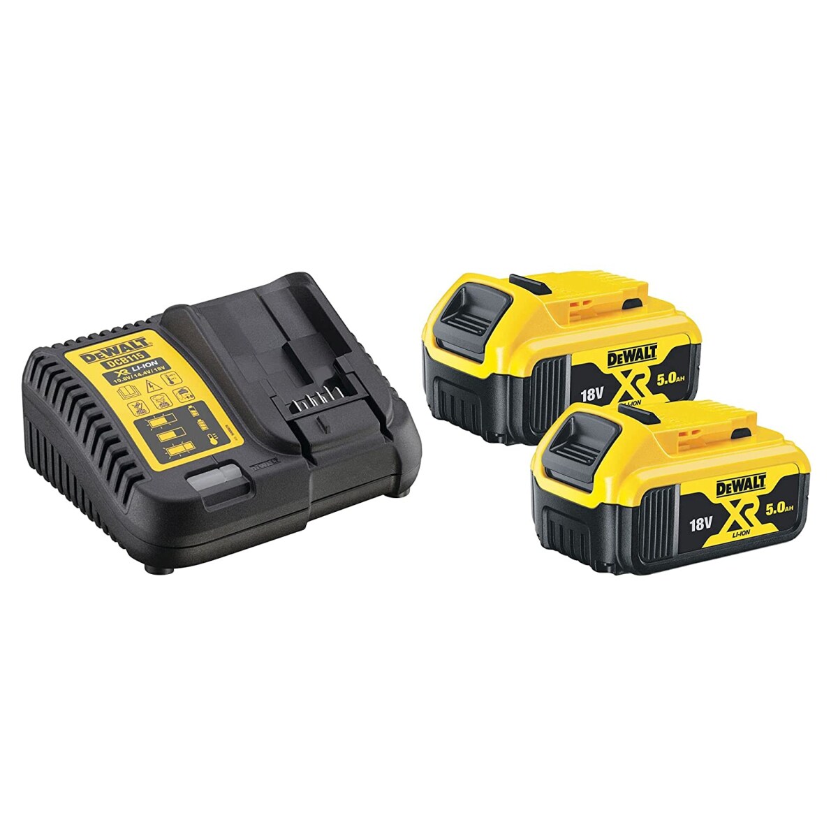 DeWalt DCB115P2 Starter-Kit Schnellladegerät + 2x Akku 5,0 Ah | 05035048637043