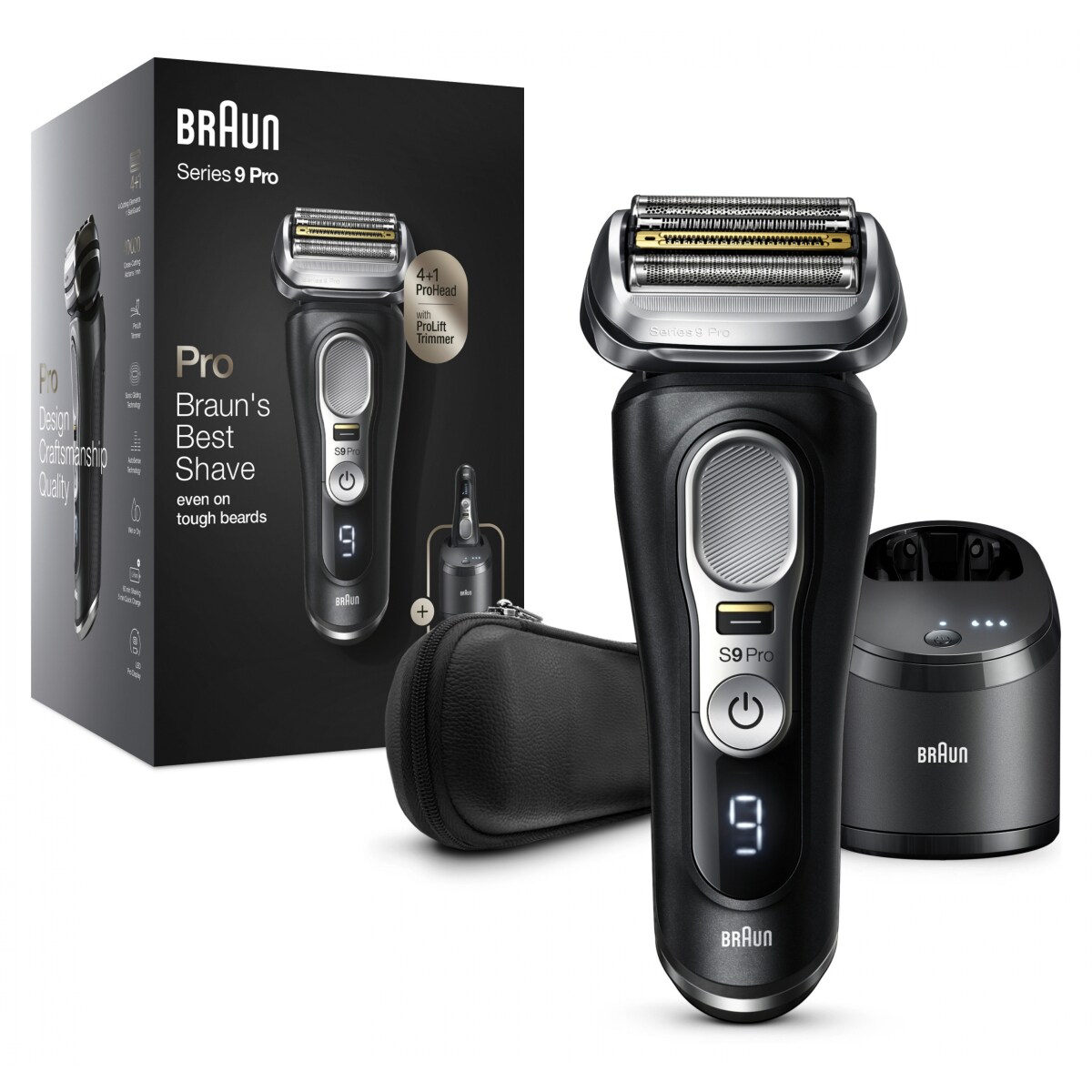 Braun Series 9 Pro 9460cc Elektrorasierer für Herren, 4+1 Scherkopf mit ProLift Trimmer, 5-in-1 Reinigungsstation, 60 Min. Akkulaufzeit, Wet&Dry | 04210201394099