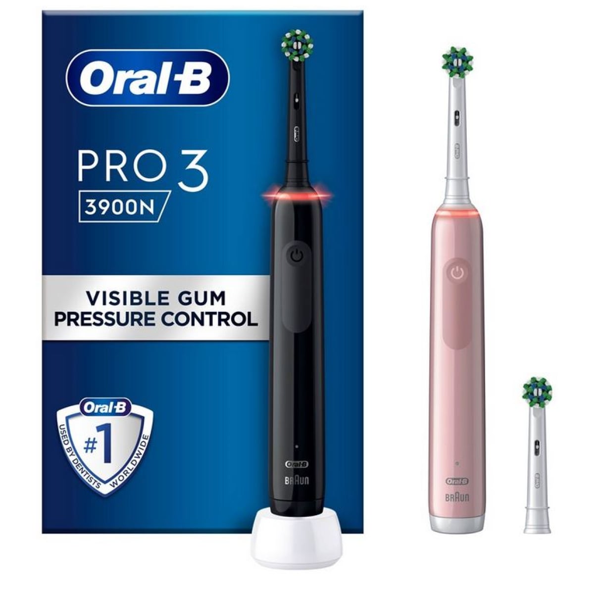 Oral-B Pro 3 3900N Black/Pink elektrische Zahnbürste mit 2. Handstück