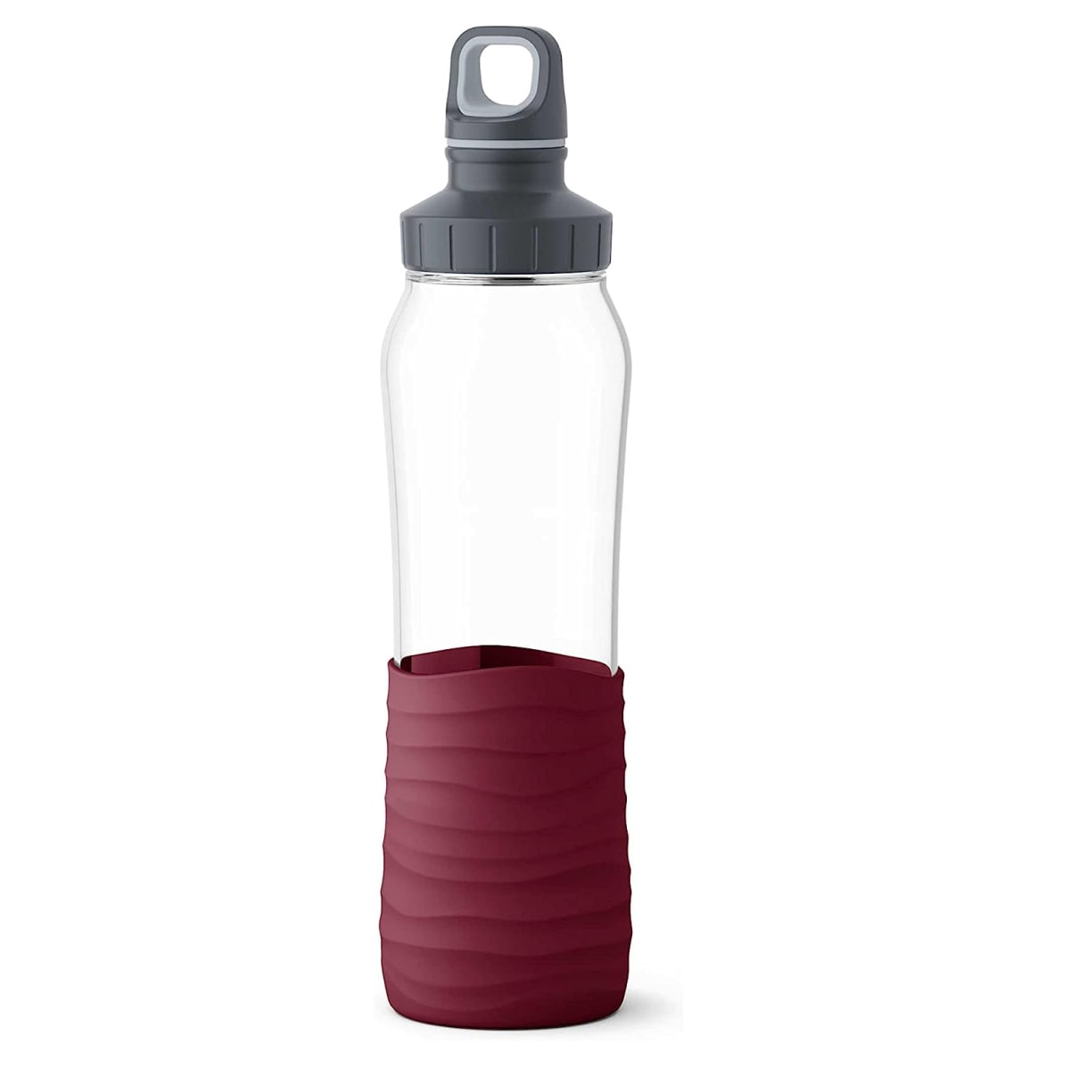 EMSA Drink2Go Trinkflasche aus Glas 0,7 l burgund N3100700 - Bild 1