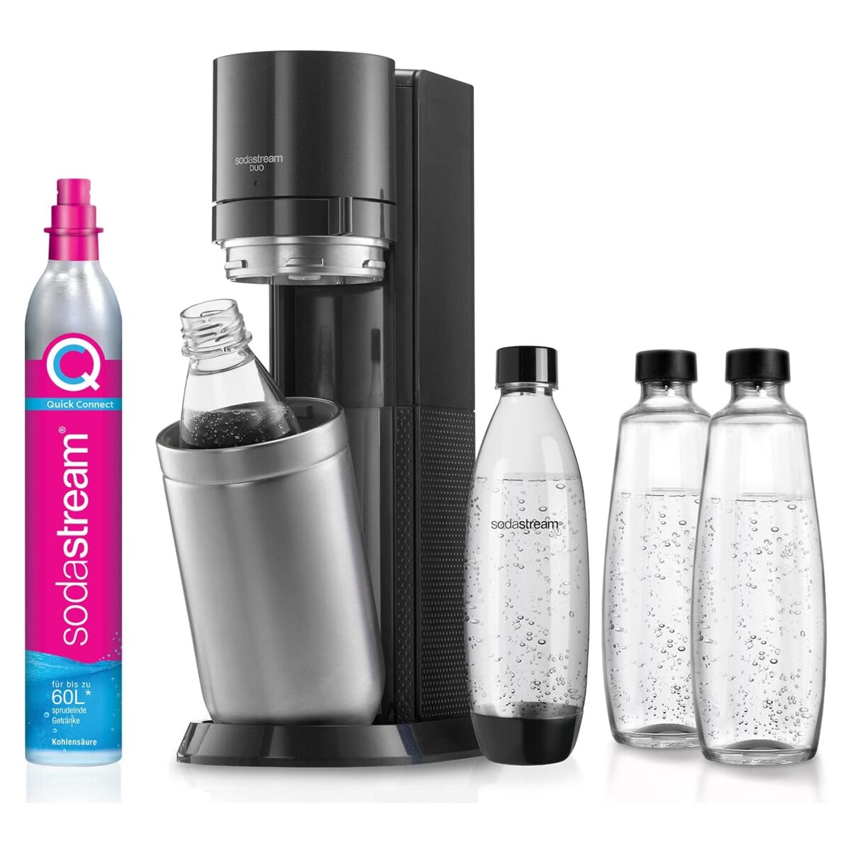 SodaStream DUO Wassersprudler Vorteils-Pack, Titan mit 4 Flaschen - Bild 1