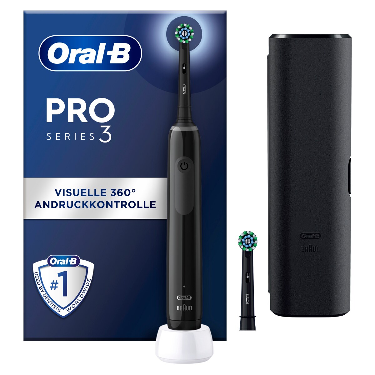 Oral-B Pro 3 3500 elektrische Zahnb&uuml;rste Black Edition +Reise-Etui JAS22 - Bild 1