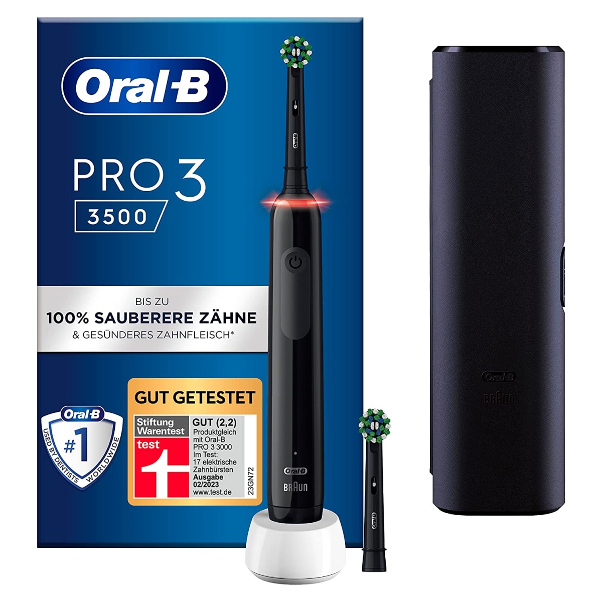 Oral-B Pro 3 3500 elektrische Zahnbürste Black Edition +Reise-Etui JAS22