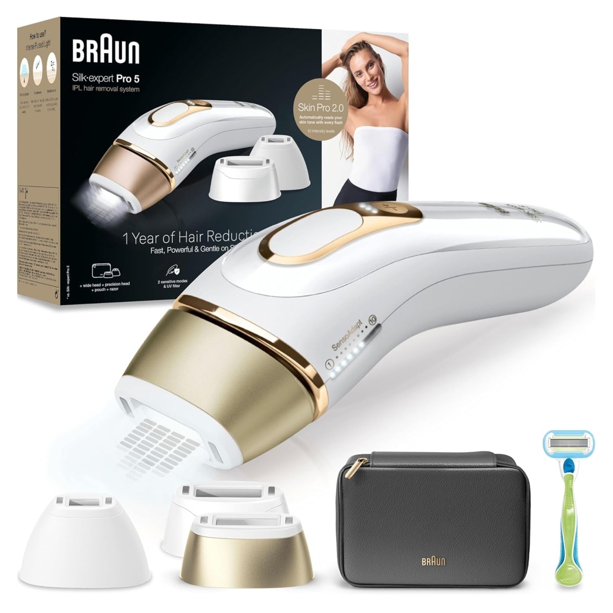 Braun IPL Silk-expert Pro 5, PL5243, dauerhaft sichtbare Haarentfernung wei&szlig;/gold - Bild 1