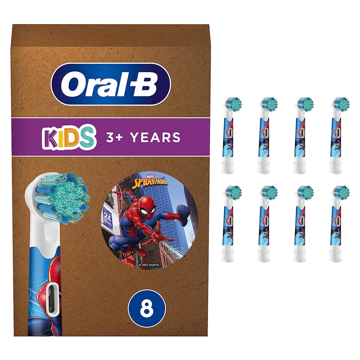 Oral-B EB10-8 Kids Spiderman Aufsteckb&uuml;rsten 8er f&uuml;r Elektrische Kinderzahnb&uuml;rste - Bild 1