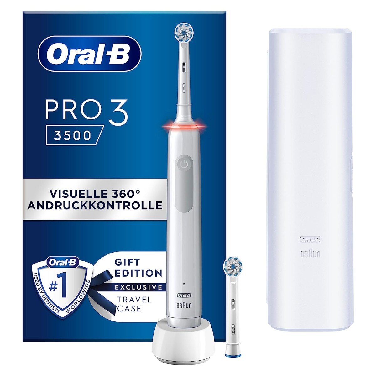 Oral-B Pro 3 3500 White elektrische Zahnbürste inkl. Reiseetui