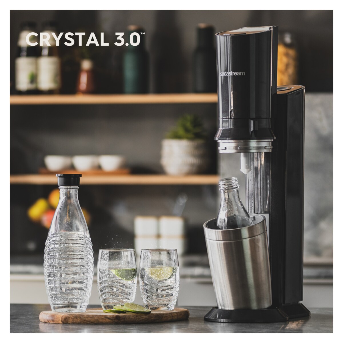 SodaStream Crystal 3.0 Titan Wassersprudler mit QC CO2-Zylinder und 1x Glaskaraffe online kaufen bei Netto