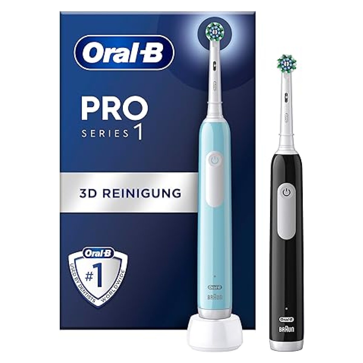 Oral-B Elektrische Zahnbürste Pro 1 Black/Caribbean Blue mit 2. Handstück