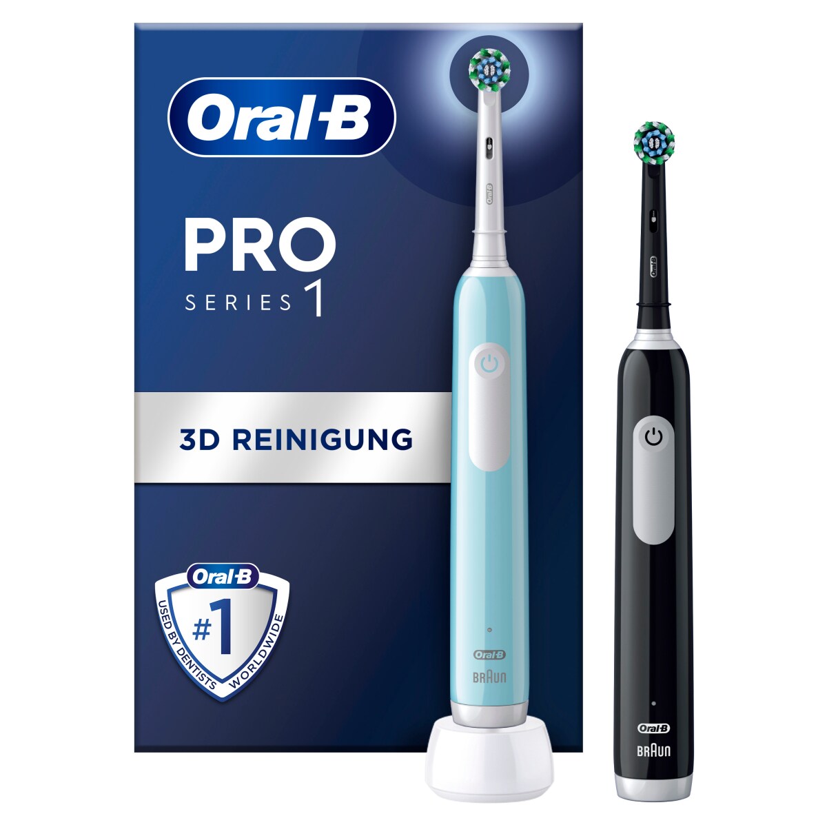 Oral-B Elektrische Zahnbürste Pro 1 Black/Caribbean Blue mit 2. Handstück