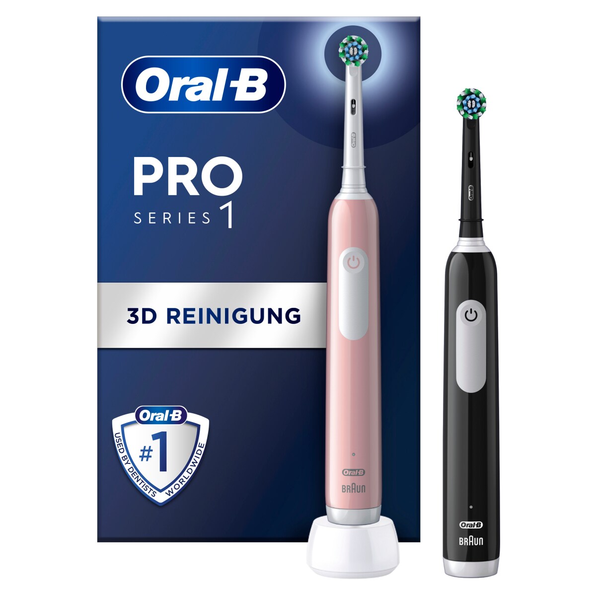 Oral-B Elektrische Zahnbürste Pro 1 Black/Pink mit 2. Handstück