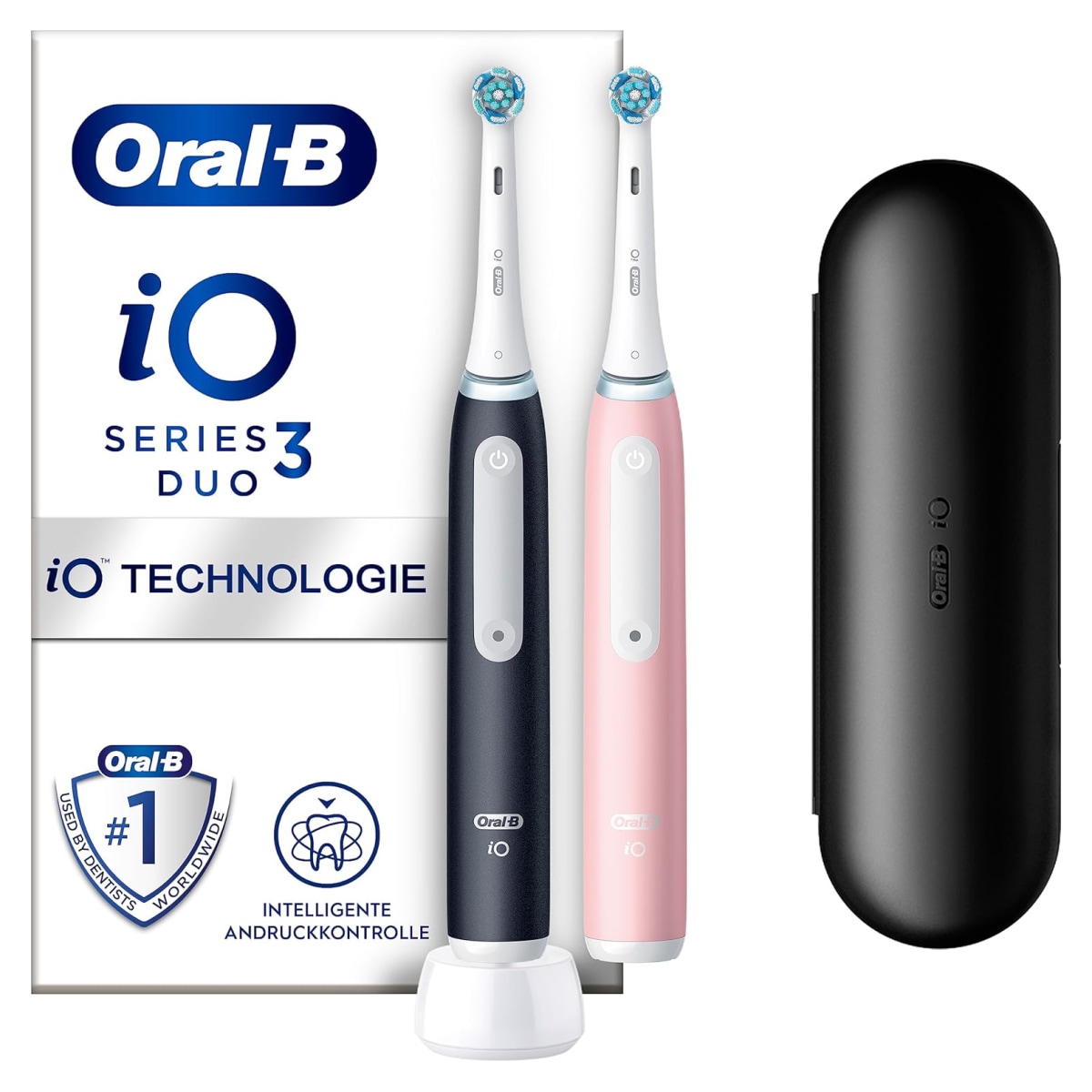 Oral-B iO Series 3n Elektrische Zahnbürste black/Blush pink, 2 Handteile