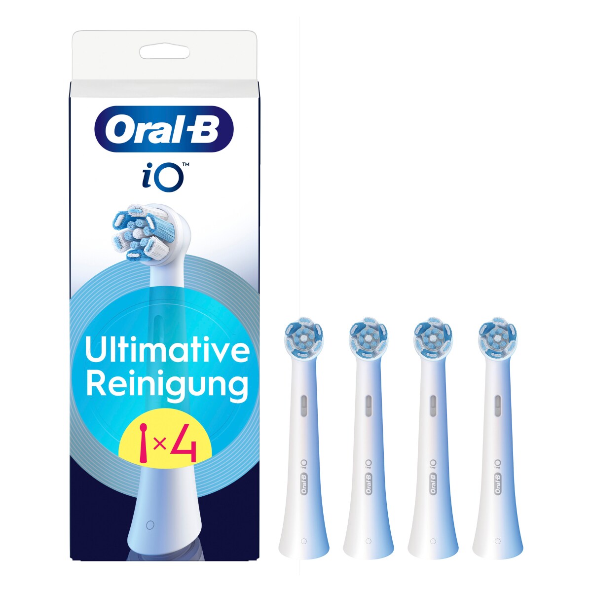 Oral-B iO Ultimative Reinigung, Original Aufsteckb&uuml;rsten f&uuml;r elektrische Oral-B iO Zahnb&uuml;rsten, 'Borsten-in-Borsten' B&uuml;ndel, Wei&szlig;, 4 St&uuml;ck - Bild 1