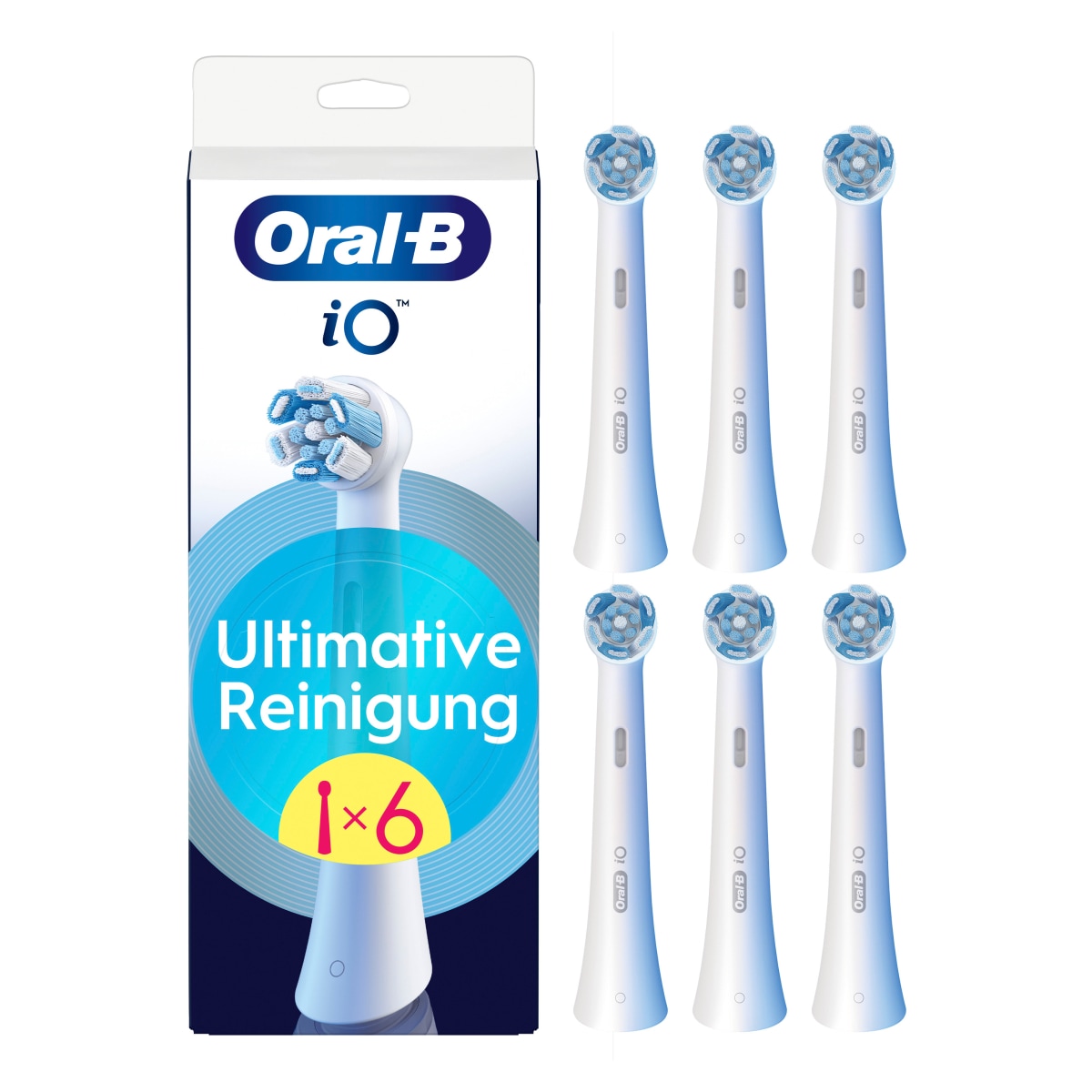 Oral-B iO Ultimative Reinigung, Original Aufsteckb&uuml;rsten f&uuml;r elektrische Oral-B iO Zahnb&uuml;rsten, 'Borsten-in-Borsten' B&uuml;ndel, Wei&szlig;, 6 St&uuml;ck - Bild 1