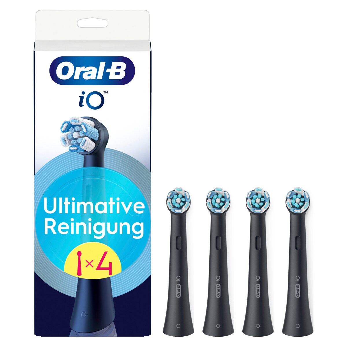 Oral-B iO Ultimative Reinigung, Original Aufsteckb&uuml;rsten f&uuml;r elektrische Oral-B iO Zahnb&uuml;rsten, 'Borsten-in-Borsten' B&uuml;ndel, Schwarz, 4 St&uuml;ck - Bild 1