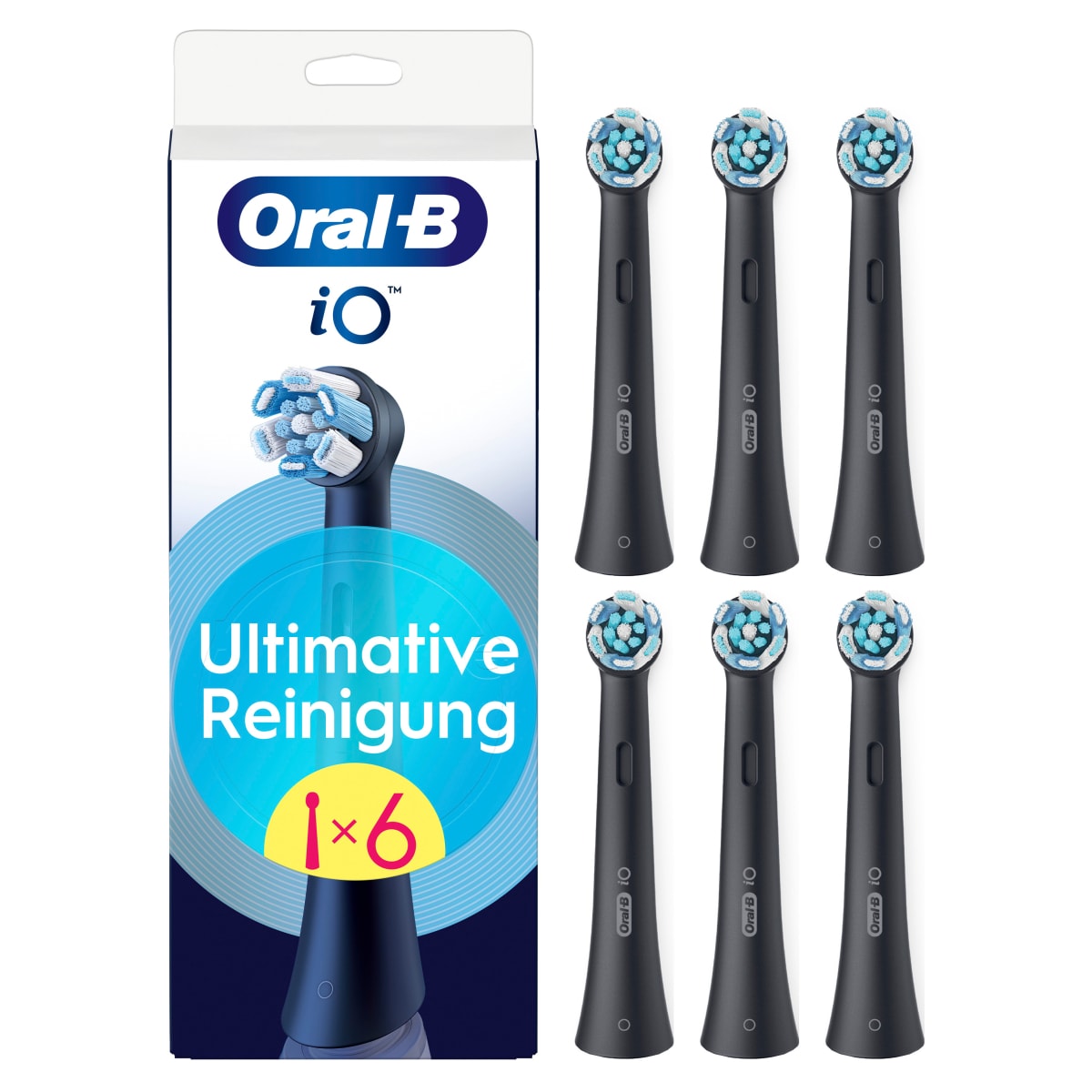 Oral-B iO Ultimative Reinigung, Original Aufsteckb&uuml;rsten f&uuml;r elektrische Oral-B iO Zahnb&uuml;rsten, 'Borsten-in-Borsten' B&uuml;ndel, Schwarz, 6 St&uuml;ck - Bild 1