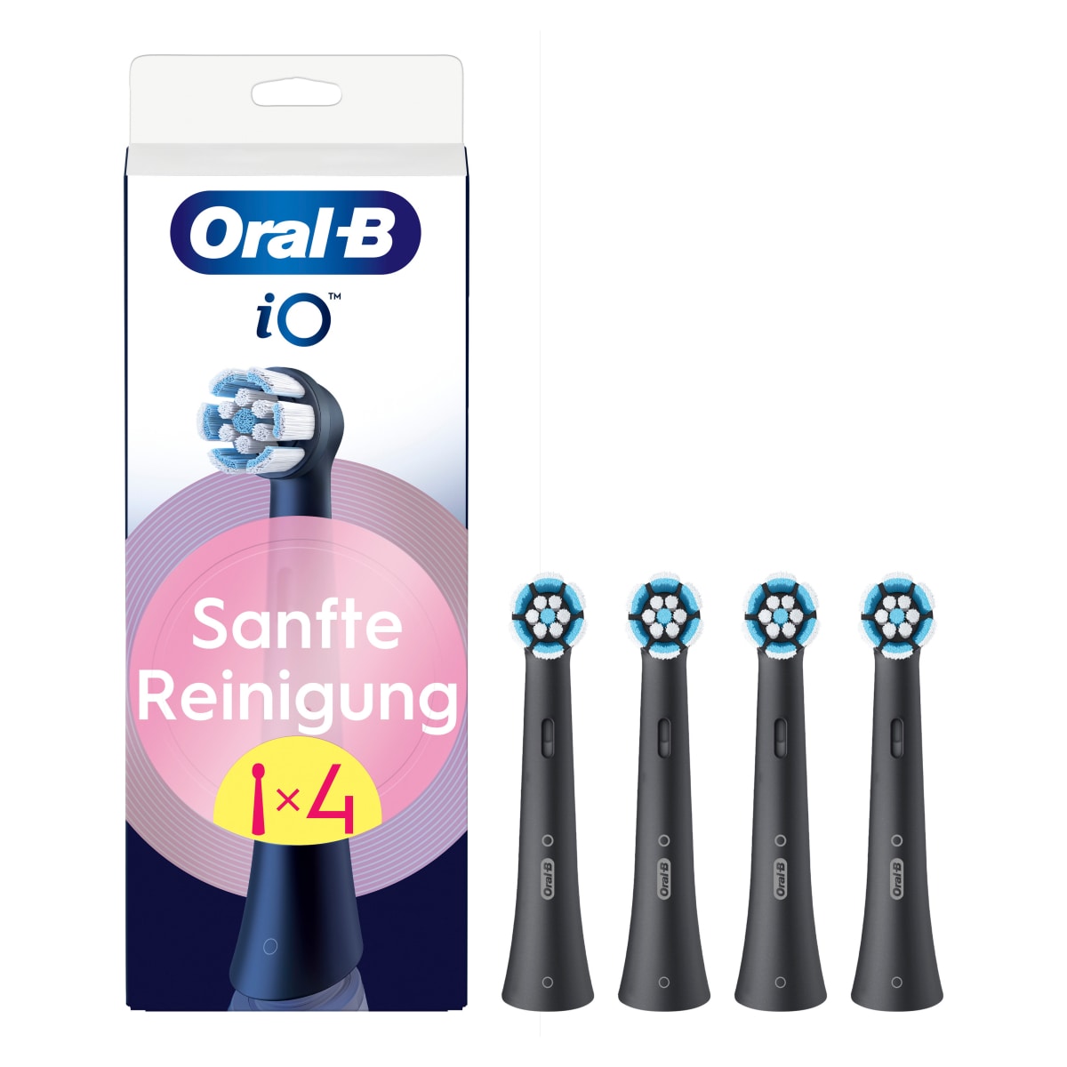 Oral-B iO Sanfte Reinigung, Original Aufsteckb&uuml;rsten, geeignet f&uuml;r empfindliches Zahnfleisch, Schwarz, 4 St&uuml;ck - Bild 1