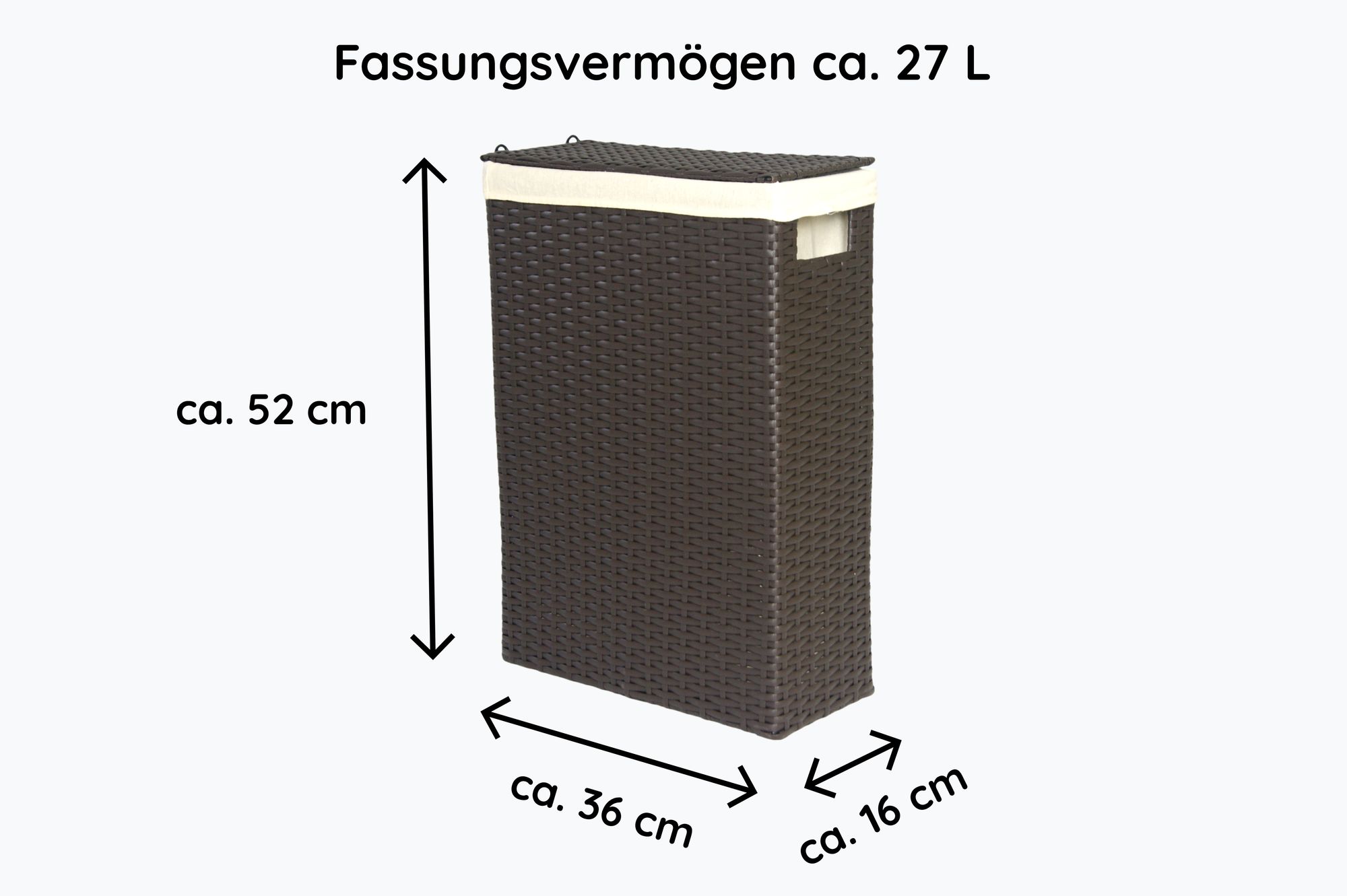 Lycce Nischenw&auml;schekorb braun aus Kunststoff-Geflecht, 27L oder 48L - Bild 1