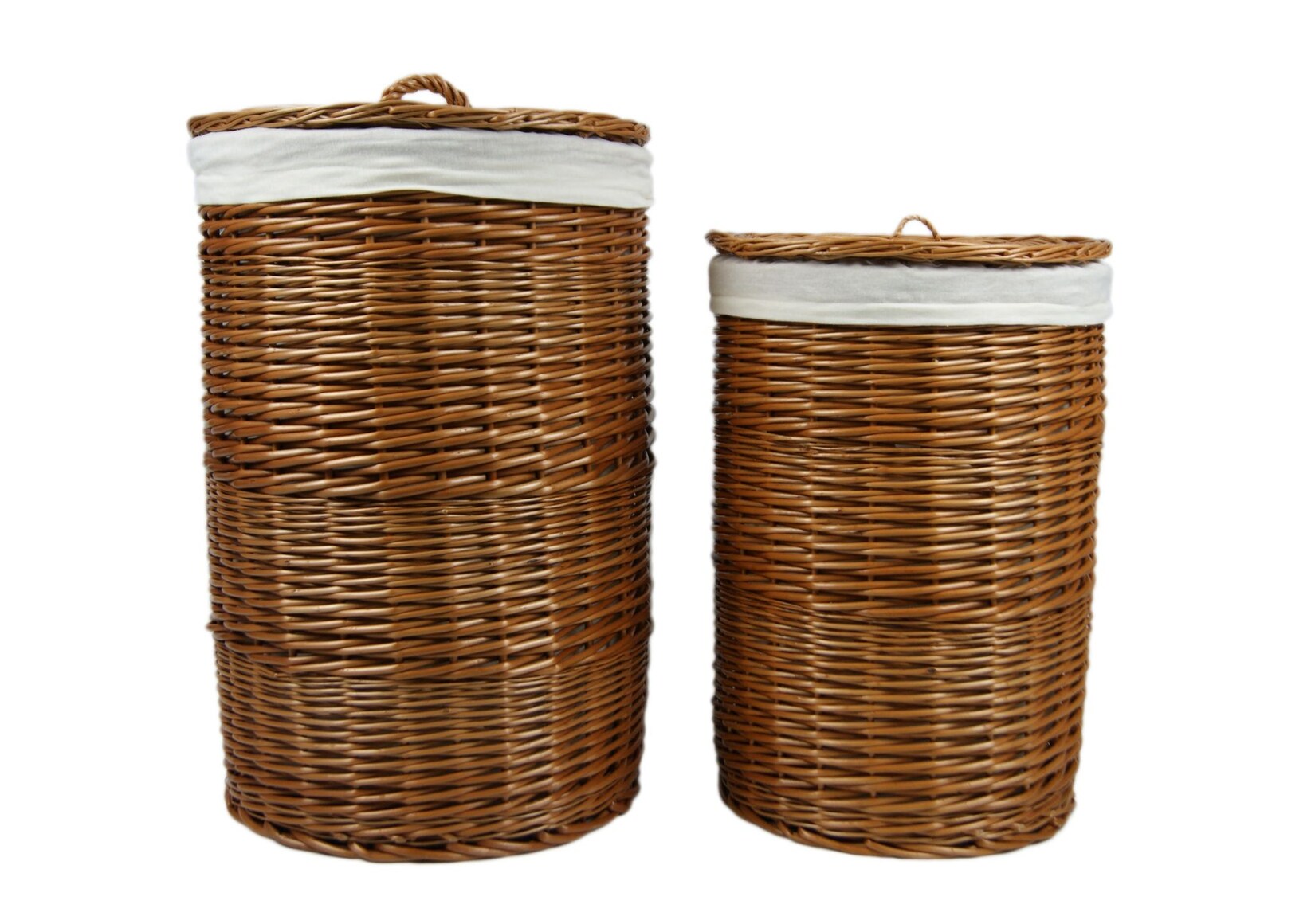 Lycce Wäschekorb – 47L oder 70L – rund aus Weide, Weidetonne, Deckel | 04260474665242