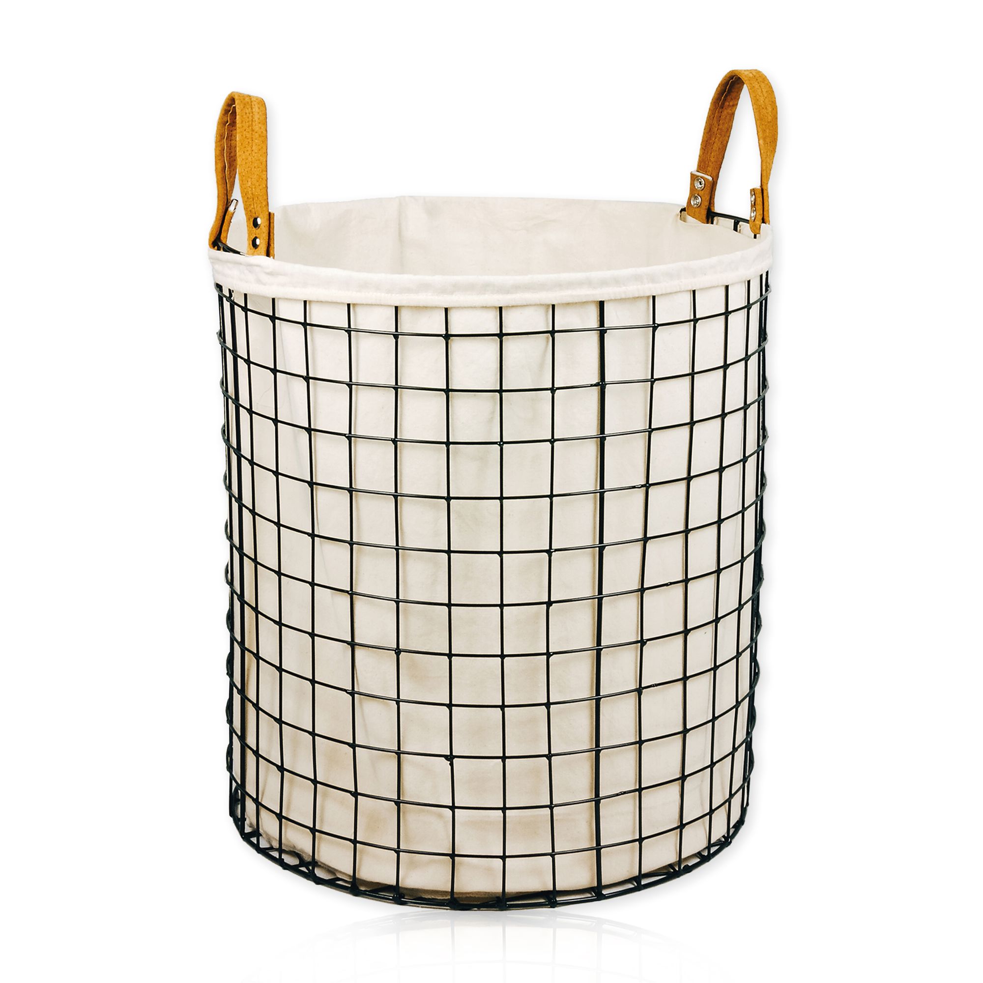 Lycce W&auml;schekorb aus Metall geflochten, 75L rund, W&auml;schesammler - Bild 1