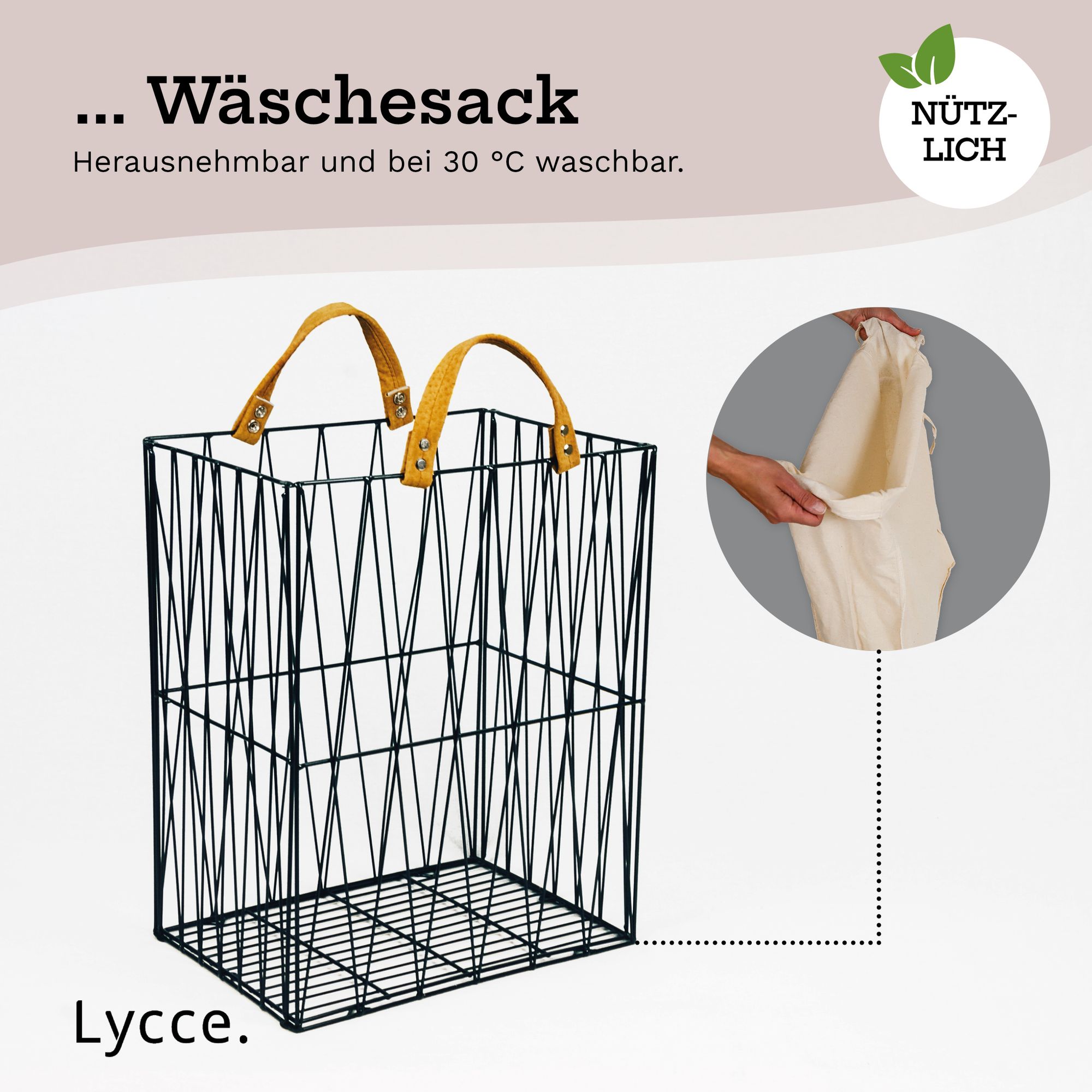 Lycce Wäschesammler Wäschekorb schmal Metall schwarz 35 l (35 x 25 x 46 cm) online kaufen bei Netto