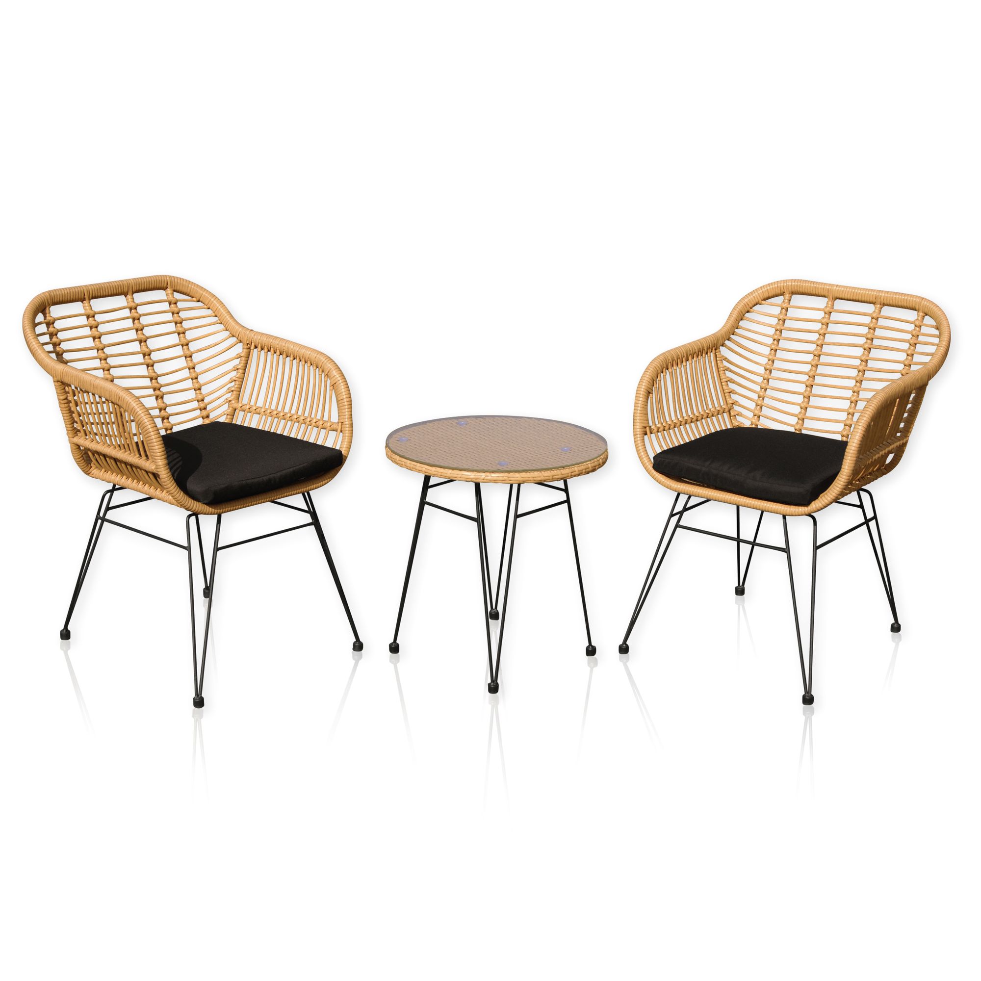 3er-Set Sitzgruppe LIVE Loungem&ouml;bel Polyrattan, Balkon Terrasse Garten - Bild 1