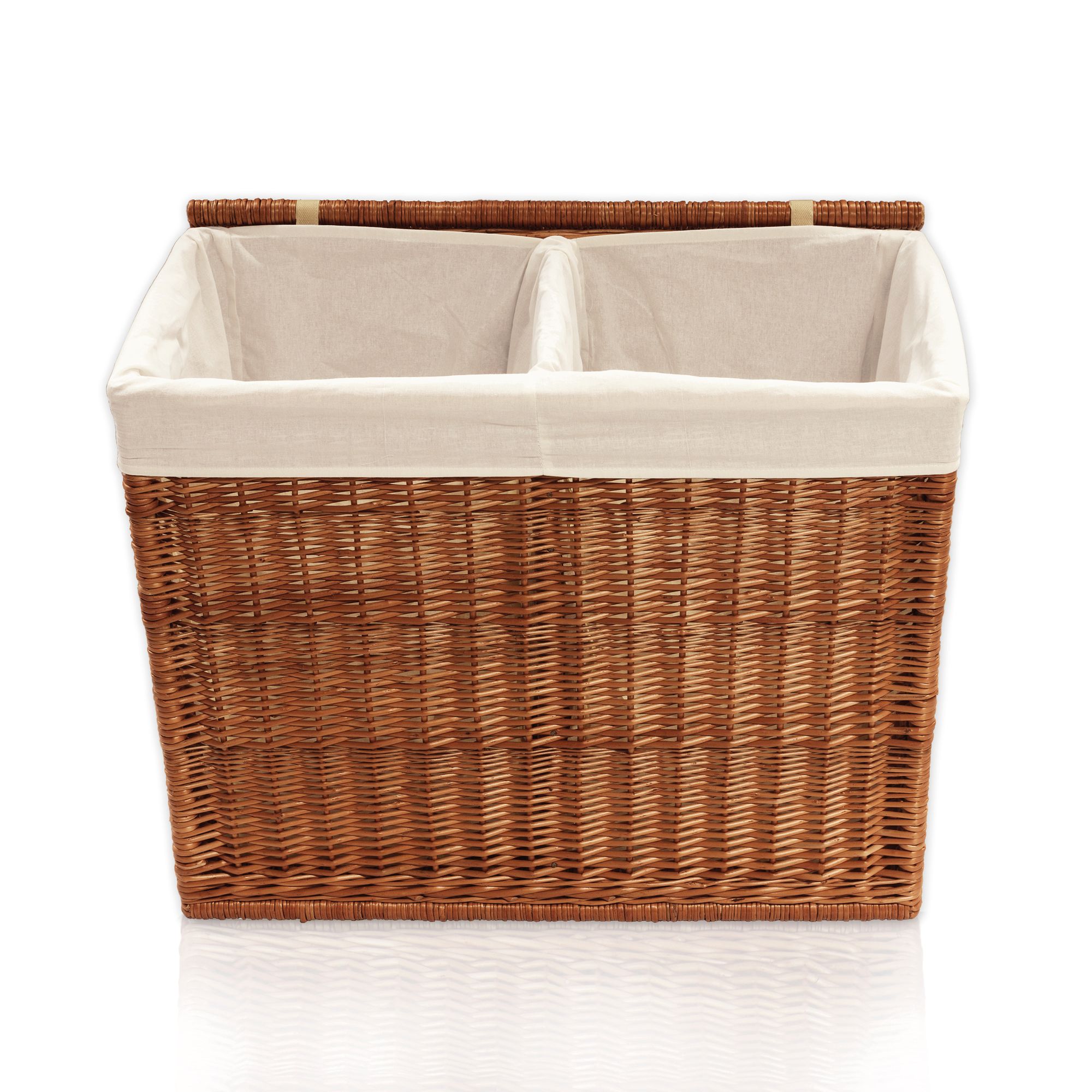 Lycce W&auml;schesortierer aus Weide 120L, 2 F&auml;cher, mit Stoffeinsatz - Bild 1