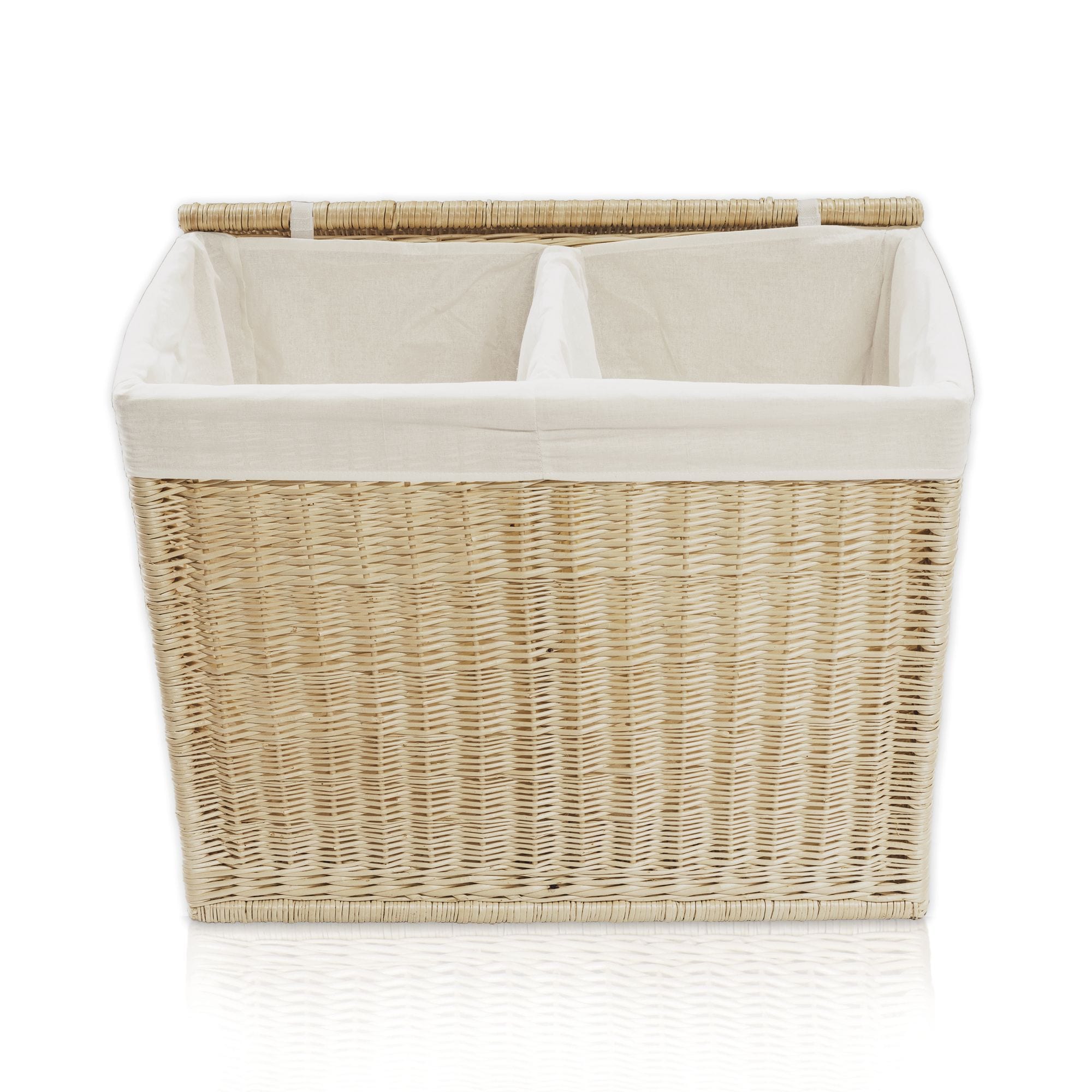 Lycce W&auml;schesortierer aus Weide 120L, 2 F&auml;cher, mit Stoffeinsatz - Bild 1