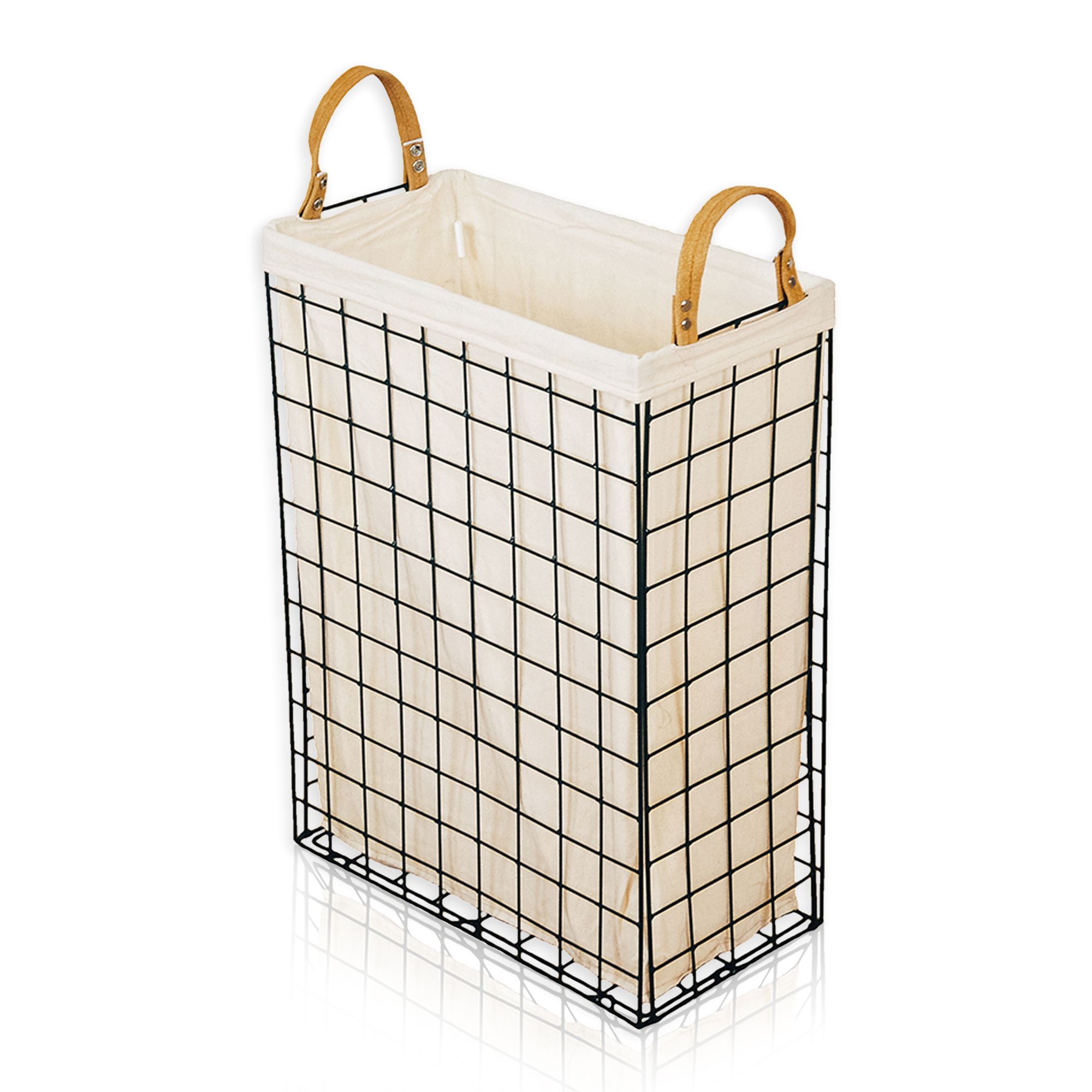 Lycce Nischenw&auml;schekorb 58L aus Metall geflochten, zusammenklappbar - Bild 1