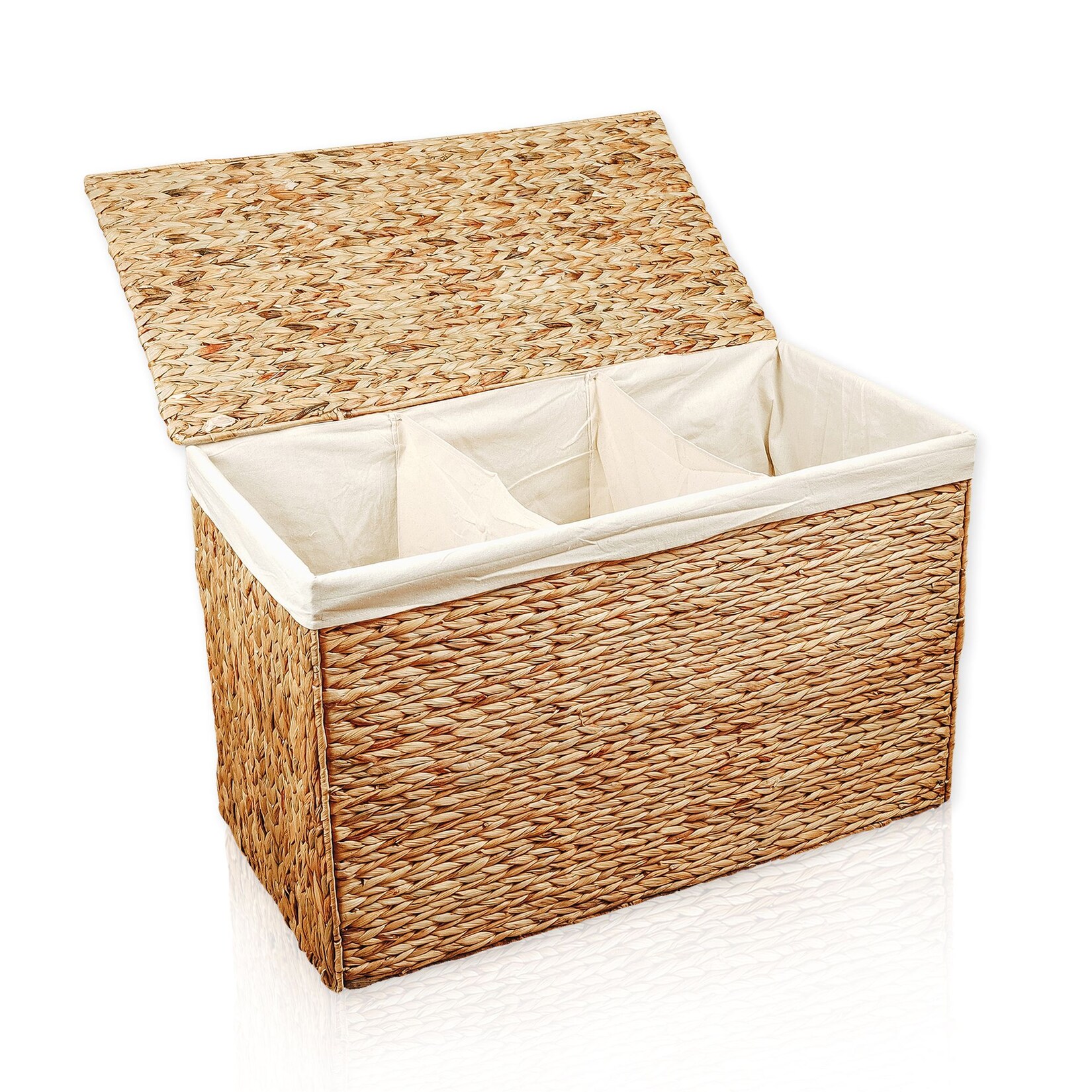 Lycce Wäschesortierer aus Wasserhyazinthe 150L, 3 Fächer, Stoffeinsatz | 04260474666041